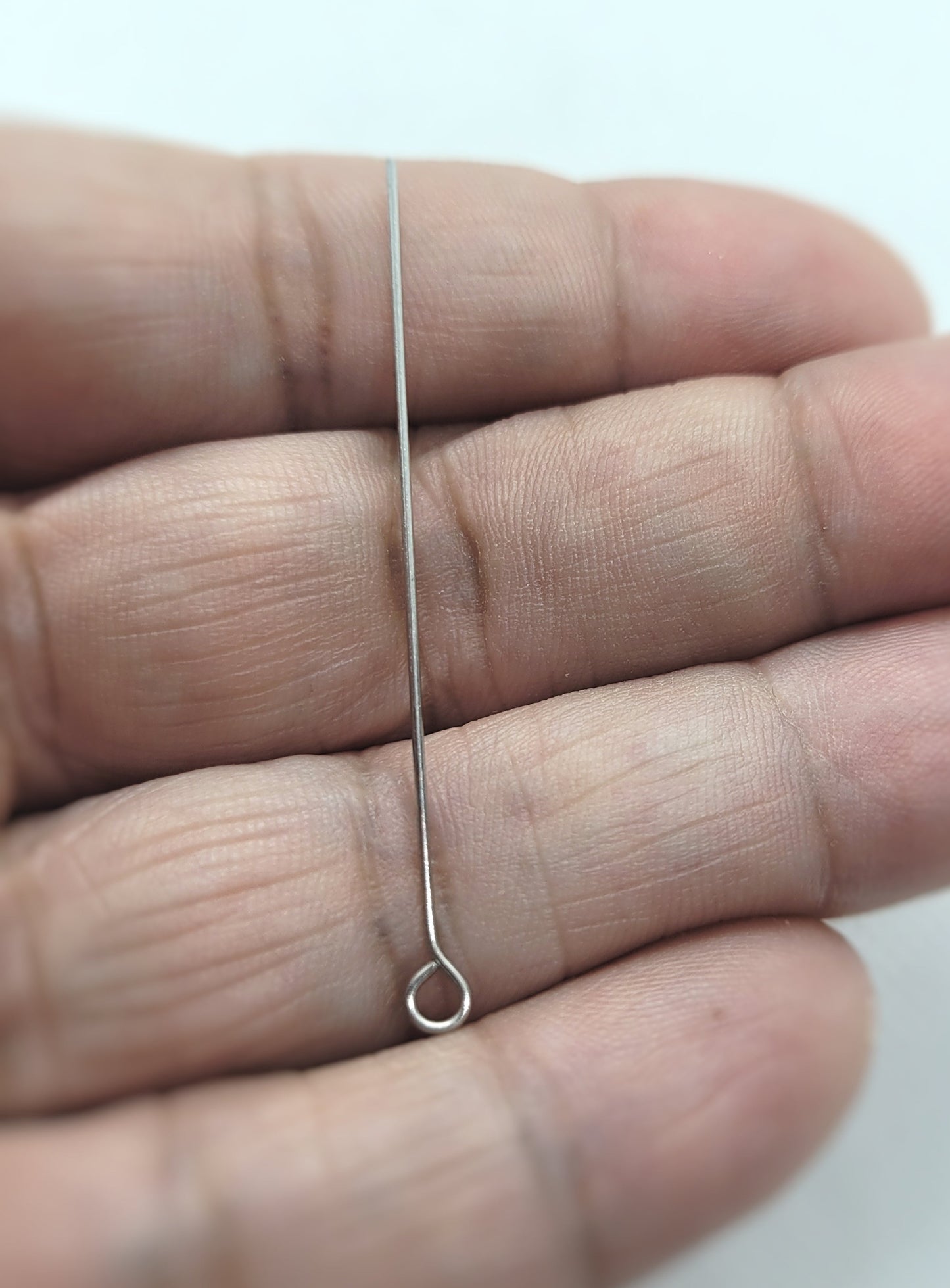 304 Stainless Steel Pins, Eye Pin or Ball Pin, 20 pieces, 50x0.7mm, 21 Gauge, Ball 2mm, Eye 2mm
