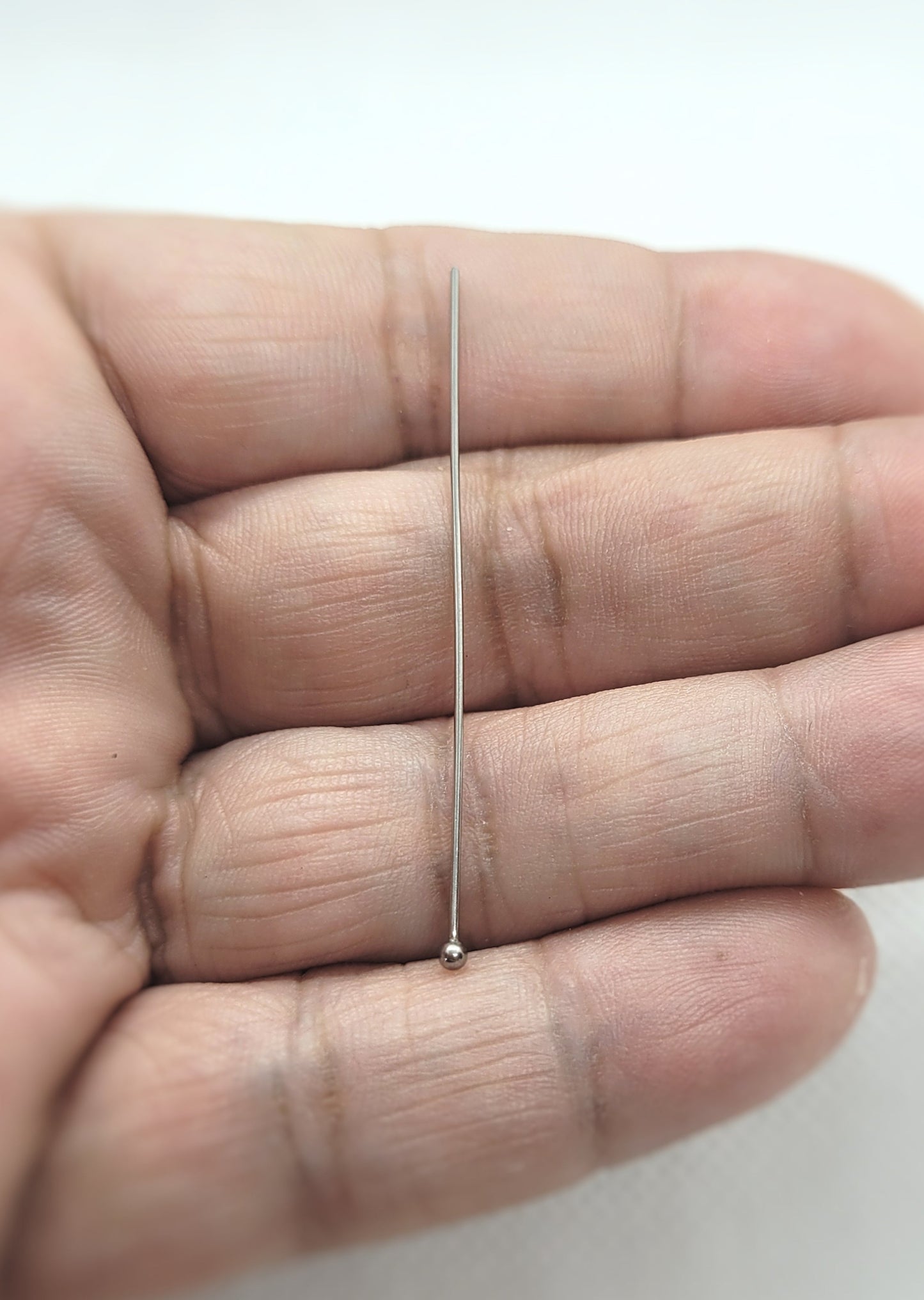 304 Stainless Steel Pins, Eye Pin or Ball Pin, 20 pieces, 50x0.7mm, 21 Gauge, Ball 2mm, Eye 2mm