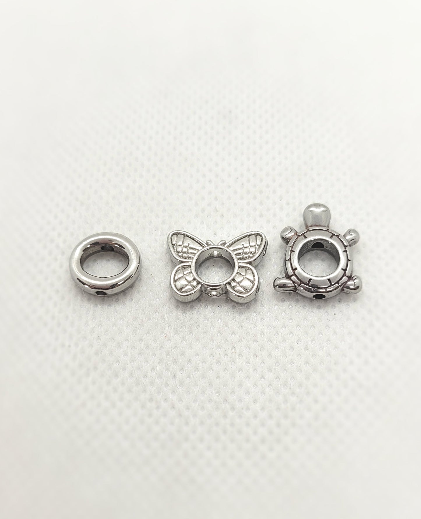 Unique Silver Bead Frames featuring Turtle Butterfly or Oval, 5 pieces, 304 Stainless Steel, Sizes listed in description