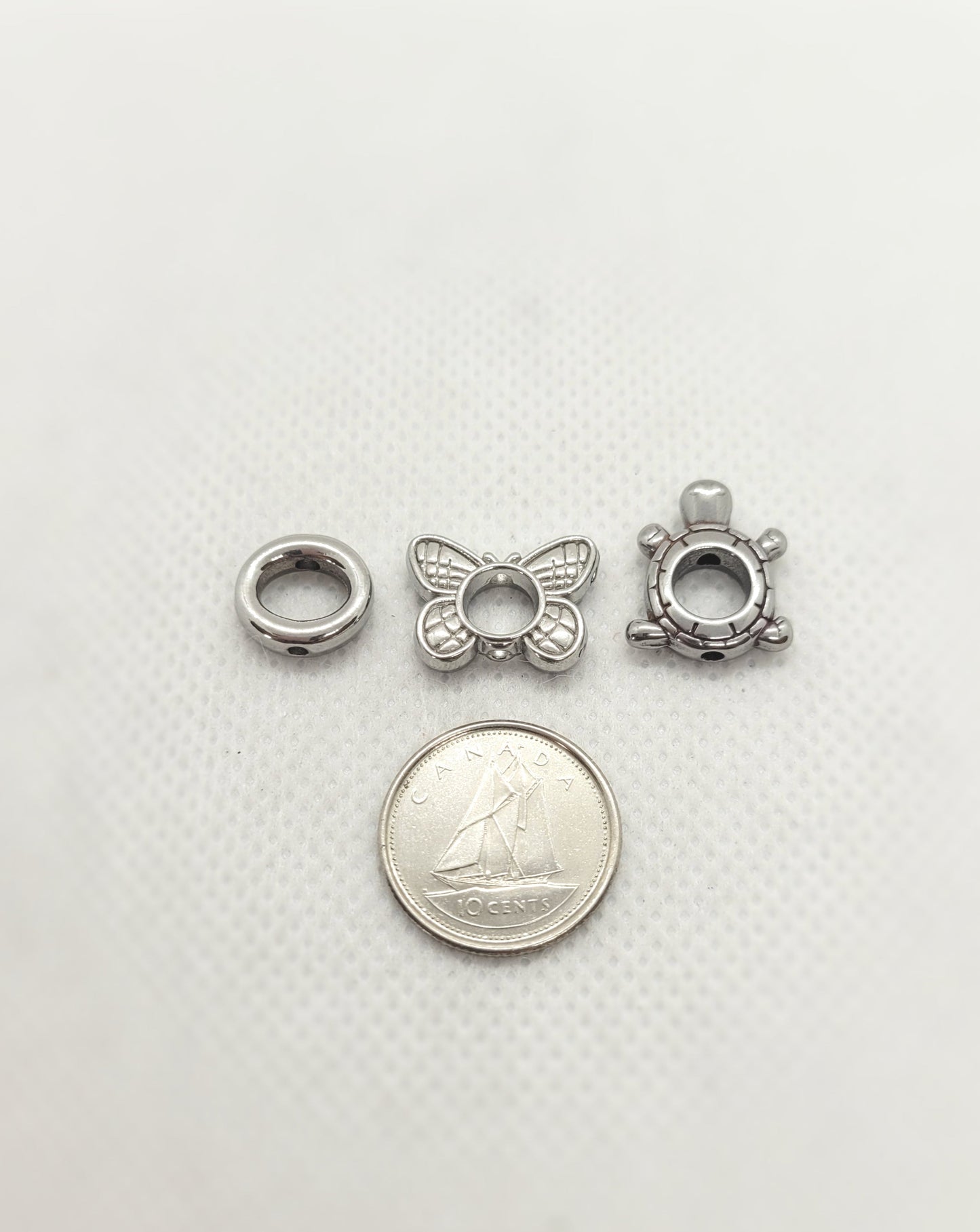 Unique Silver Bead Frames featuring Turtle Butterfly or Oval, 5 pieces, 304 Stainless Steel, Sizes listed in description