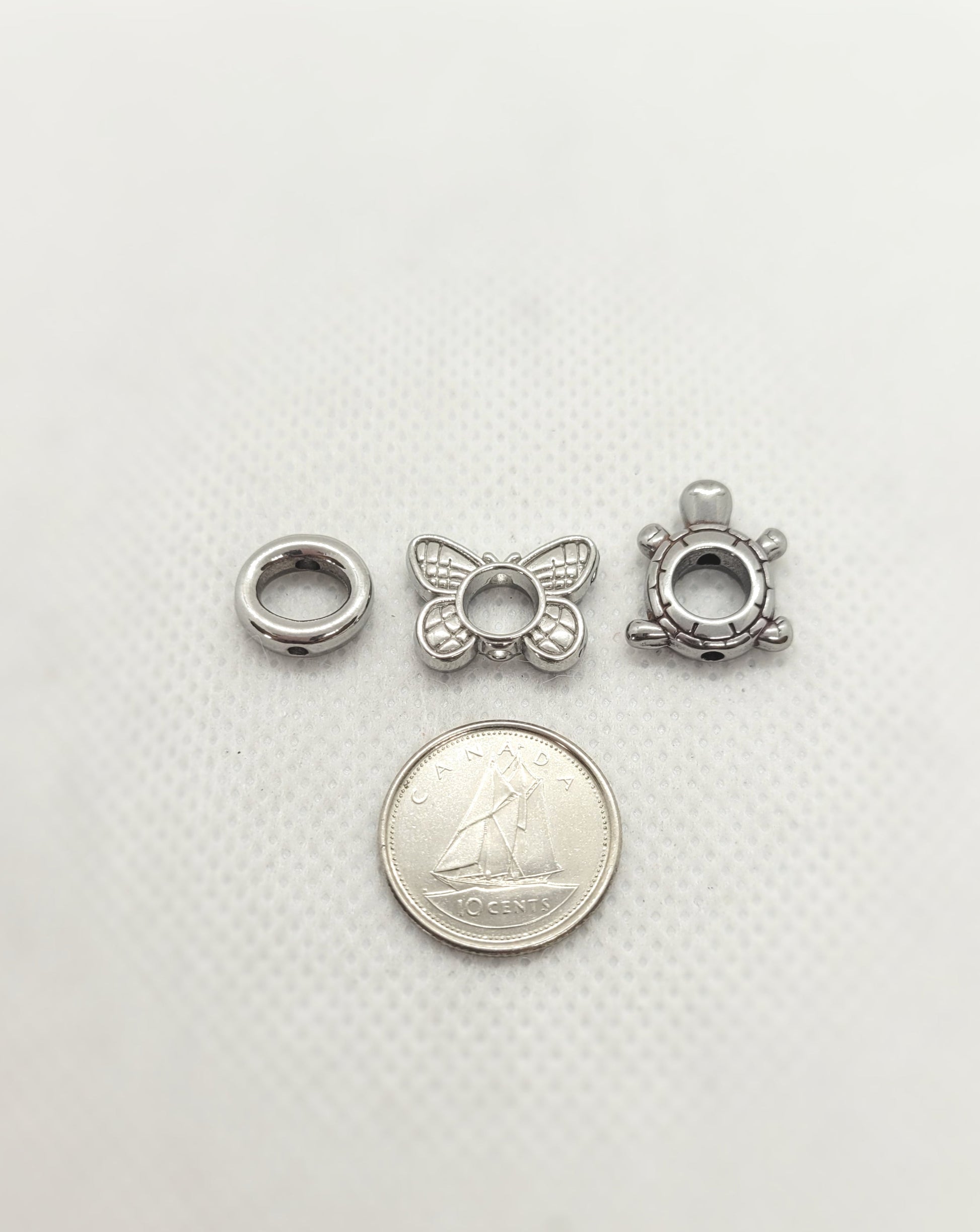 Unique Silver Bead Frames featuring Turtle Butterfly or Oval, 5 pieces, 304 Stainless Steel, Sizes listed in description
