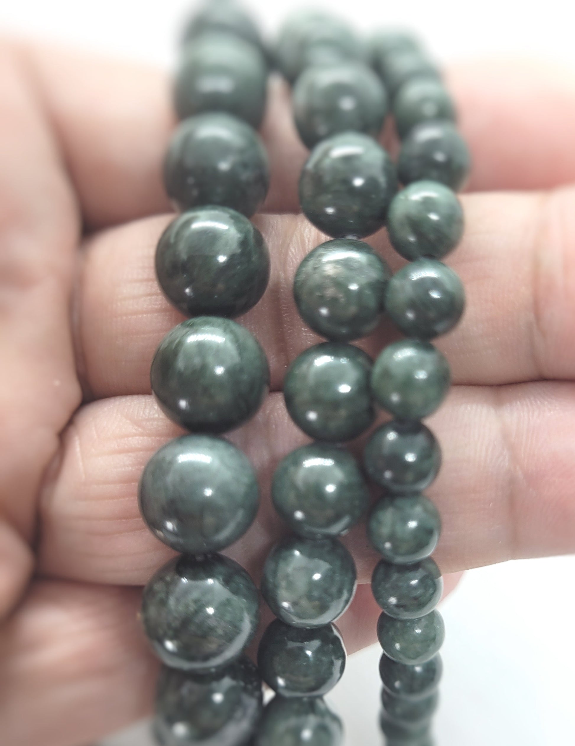 Natural Black Jade Beads, Round, Polished, 1 strand, 6, 8, 10mm, Hole 1mm; Full Strand, See description for more