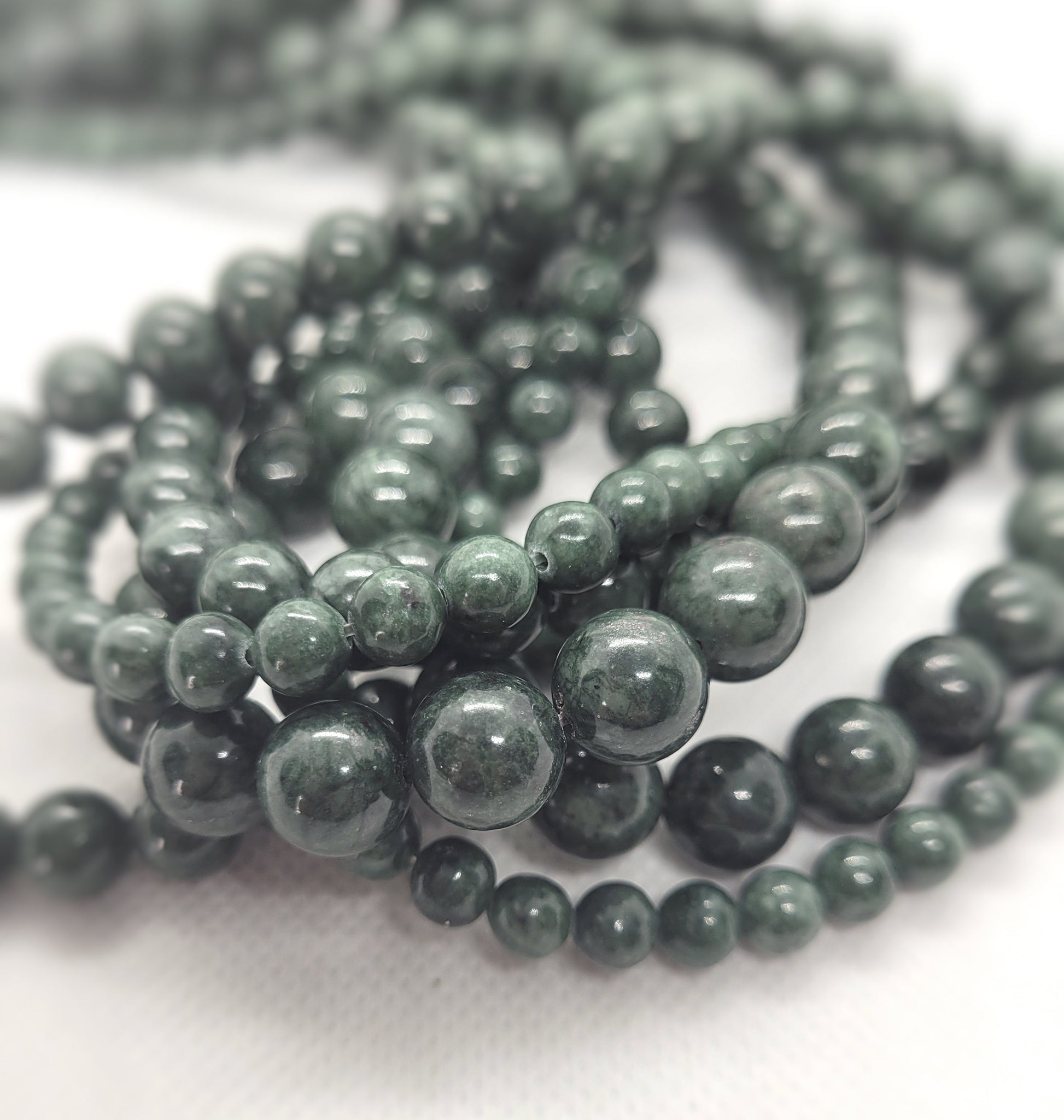 Natural Black Jade Beads, Round, Polished, 1 strand, 6, 8, 10mm, Hole 1mm; Full Strand, See description for more