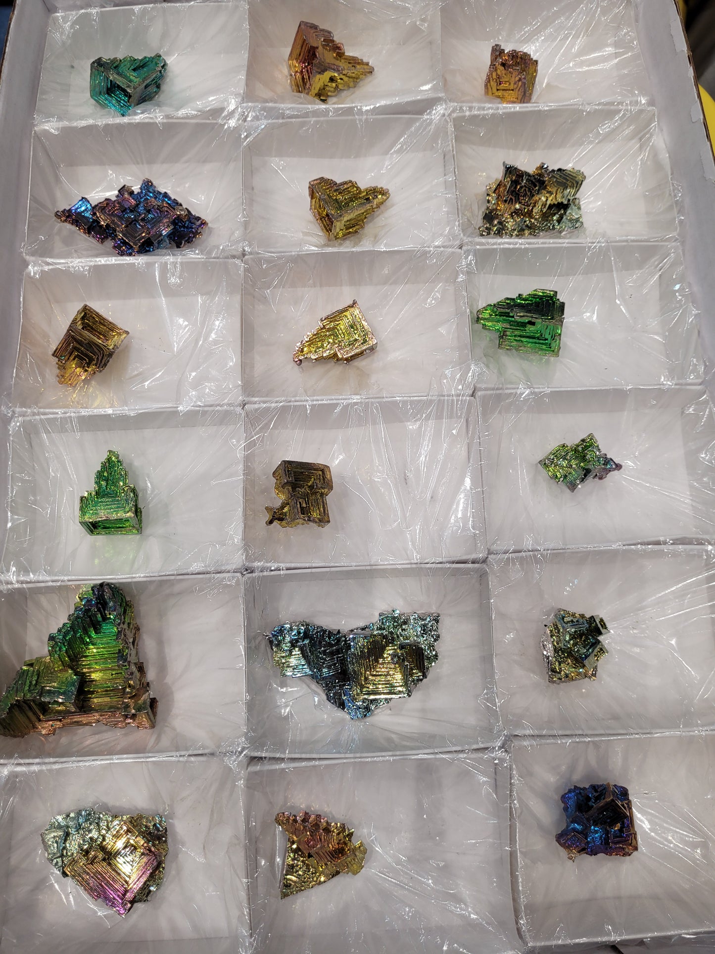 Bismuth Mineral specimens on display