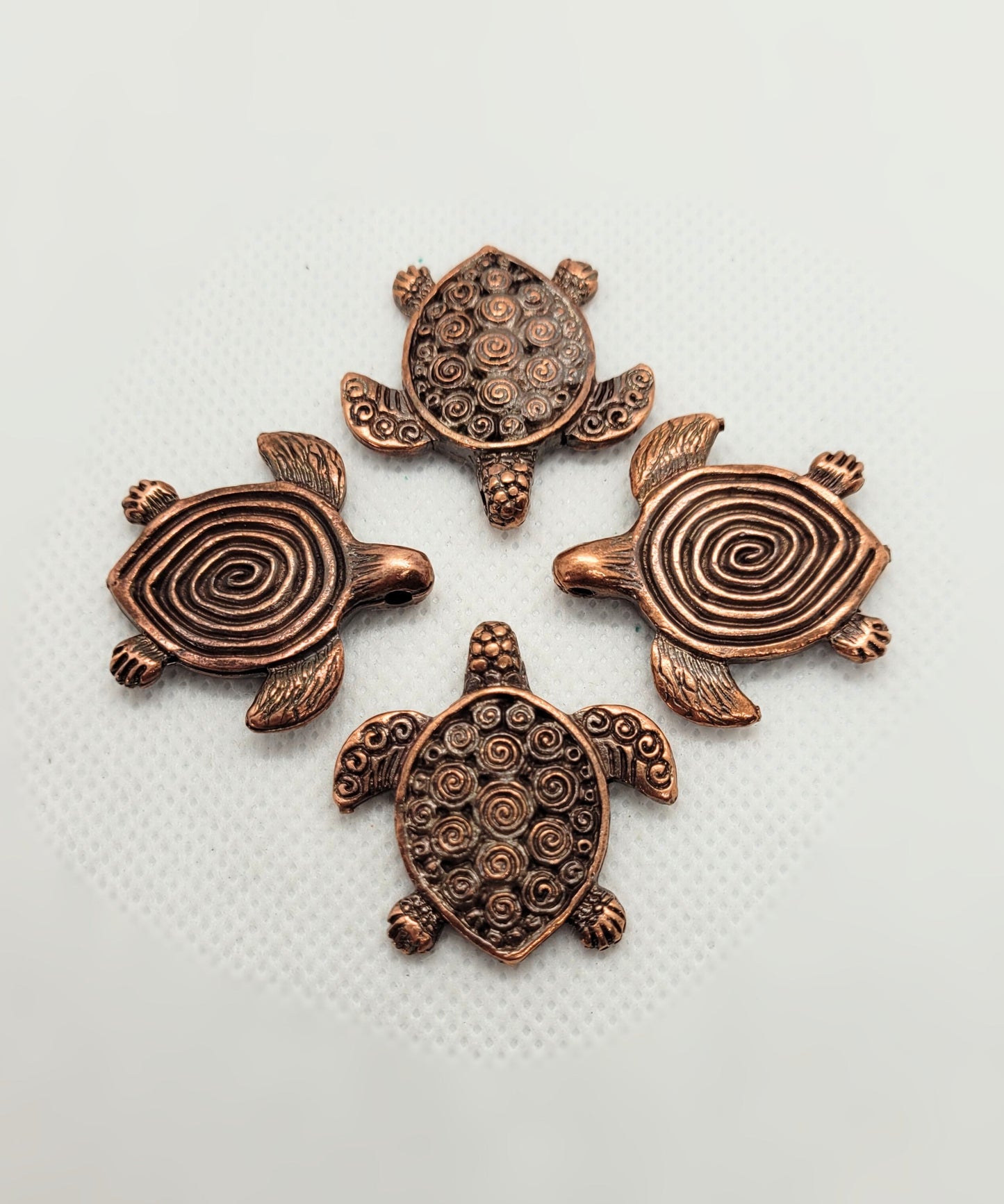Sea Turtle Pendants by Mykonos in 3 colours, Silver, Bronze, Green Patina, Cast Pewter, Lead Free, 30x30mm, Hole 2mm, priced per piece
