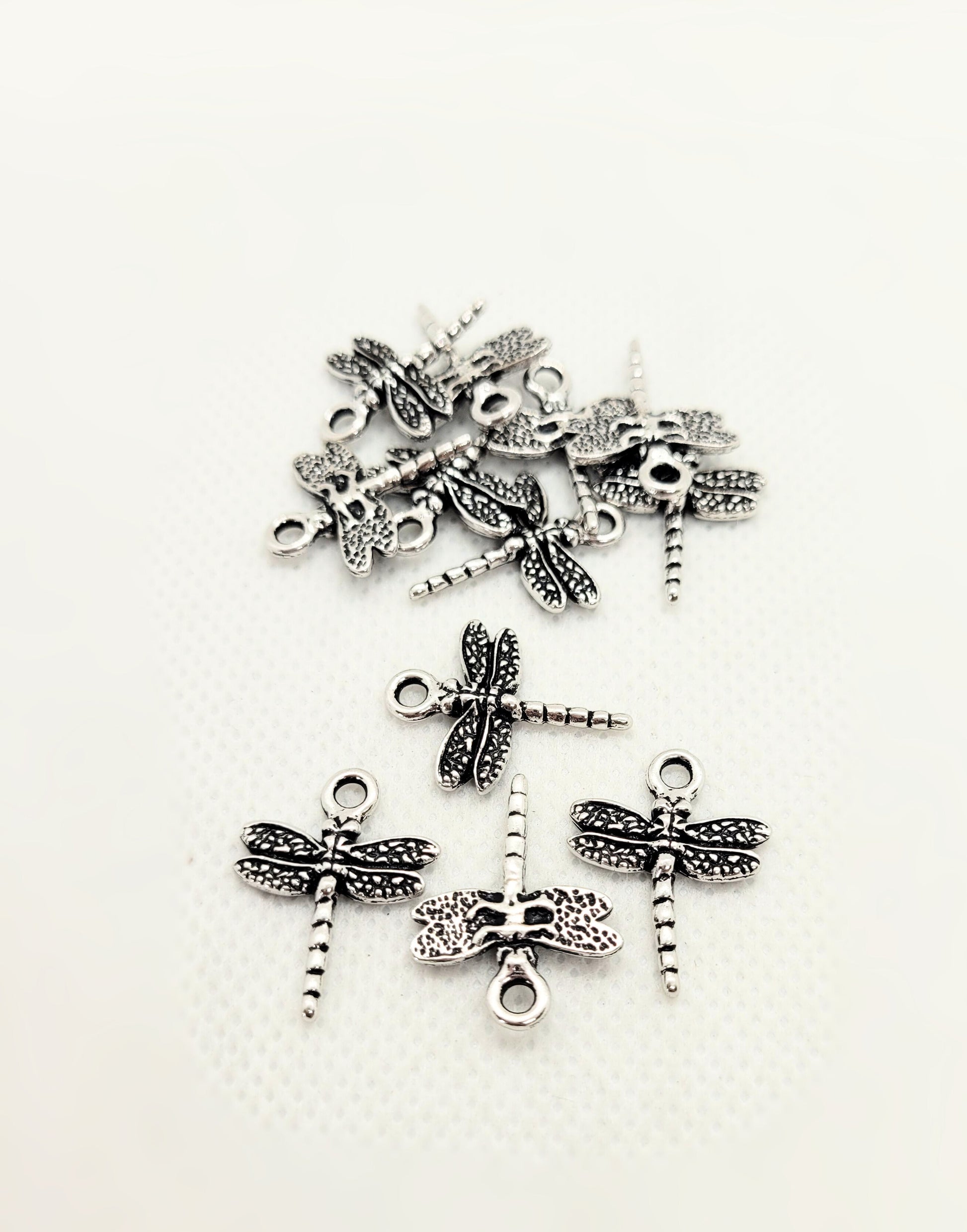 Silver Dragonfly Charm Pendant by TierraCast, Cast Pewter, Lead Free, 30x15mm, Hole 2mm, priced per piece