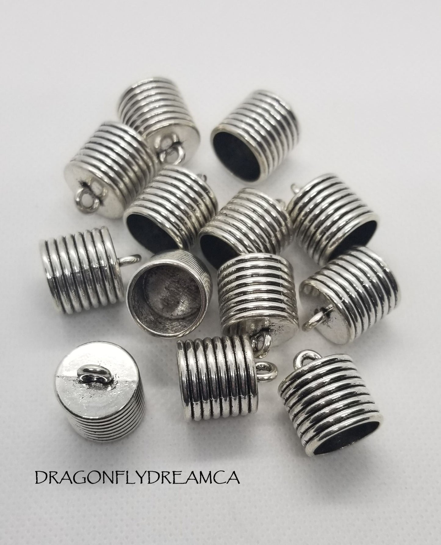 6 pieces Large Antique Silver Tassel Caps, Cord ends 20mmx16mm, Hole:3mm Inner Diameter 13.5mm