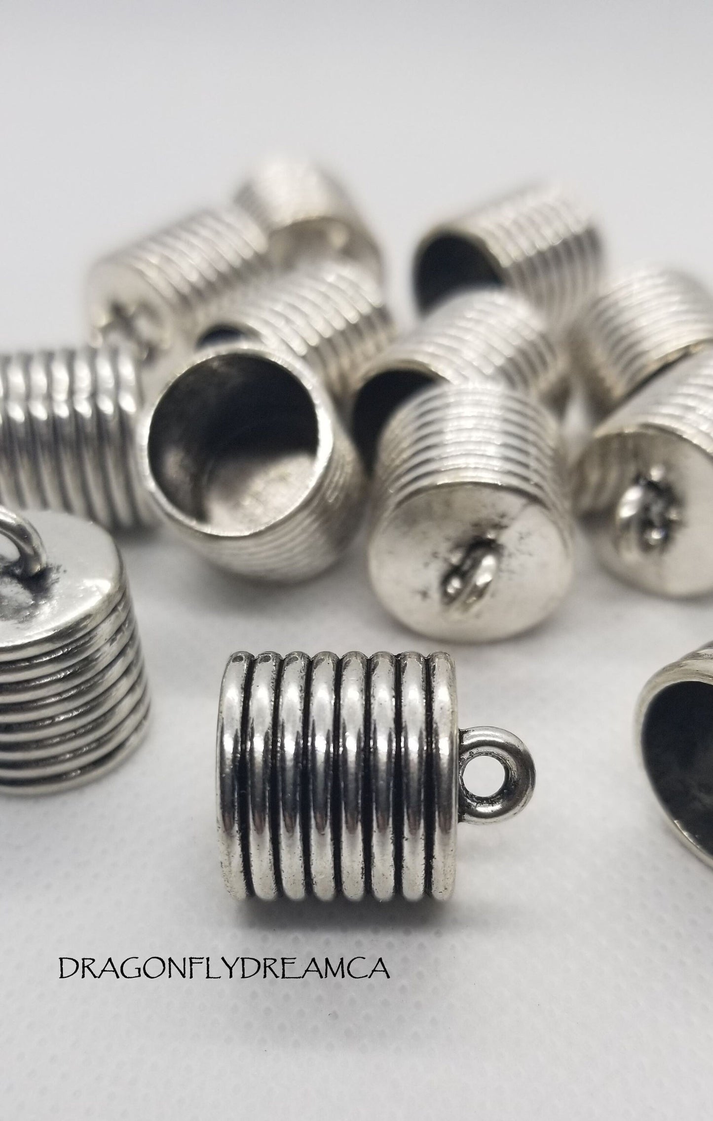6 pieces Large Antique Silver Tassel Caps, Cord ends 20mmx16mm, Hole:3mm Inner Diameter 13.5mm