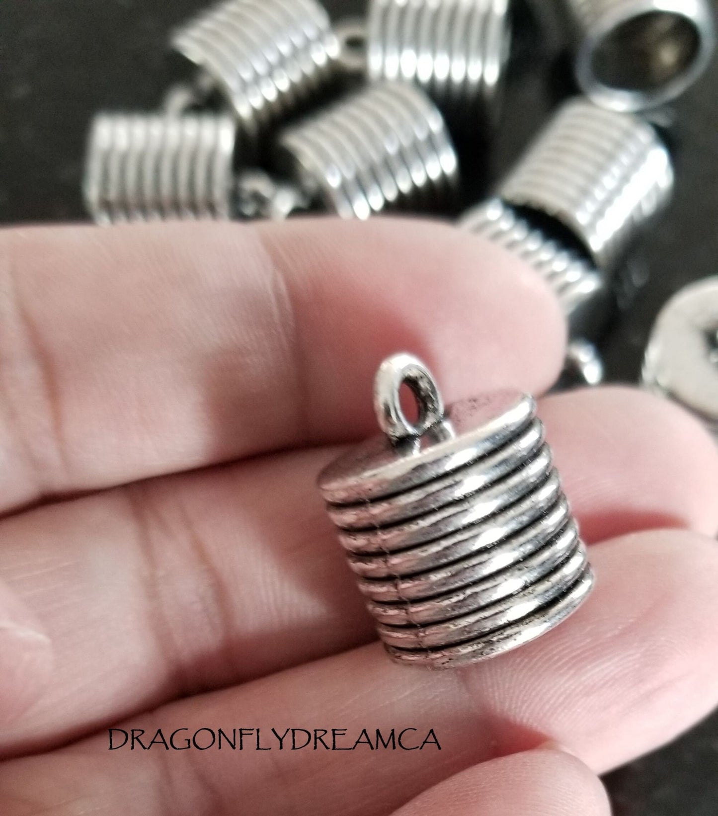 6 pieces Large Antique Silver Tassel Caps, Cord ends 20mmx16mm, Hole:3mm Inner Diameter 13.5mm
