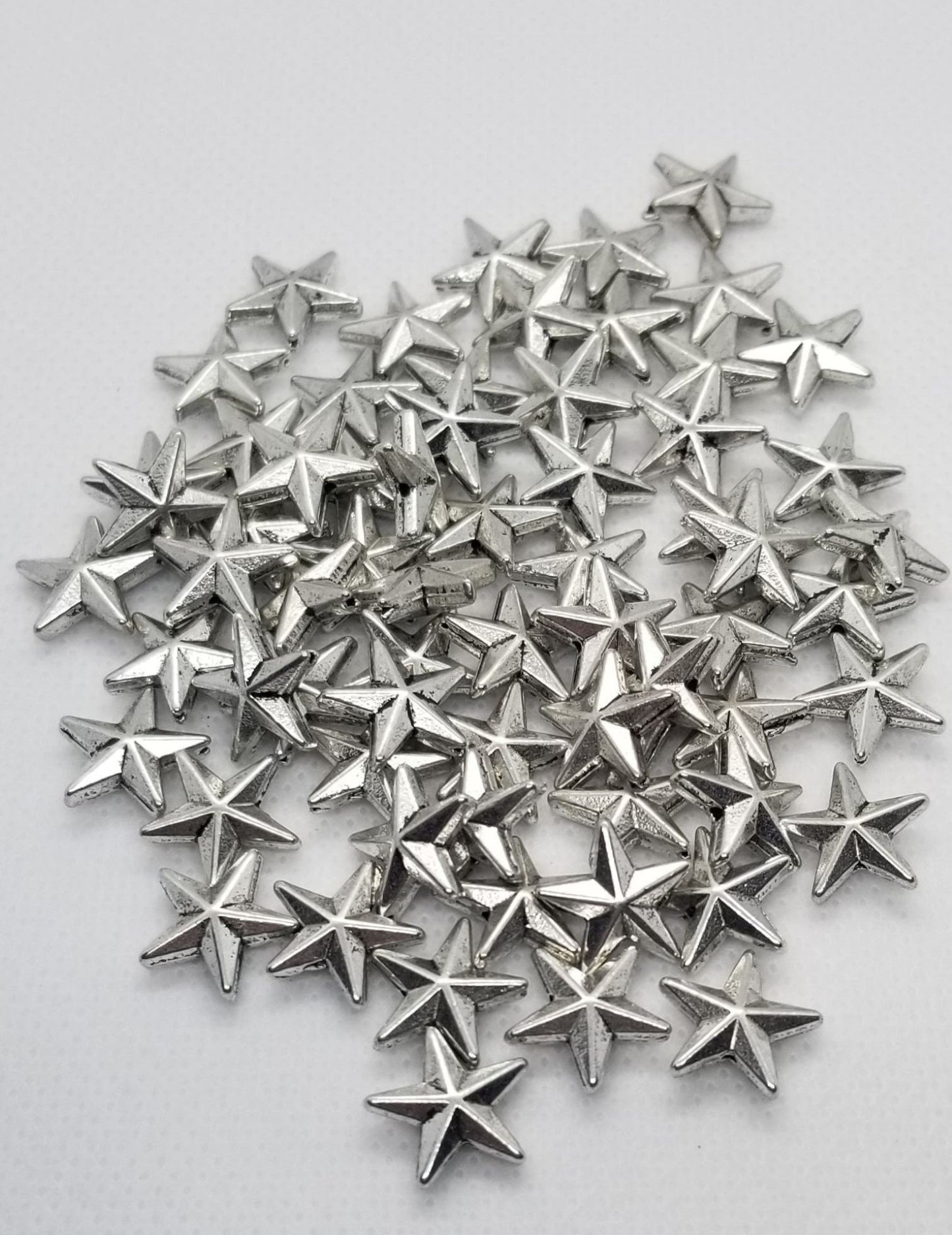10 pieces Bright Silver Star Spacer Beads, Tibetan Style Alloy, Lead, Nickel, Cadmium Free, Platinum, 12x12x4mm, hole 1mm