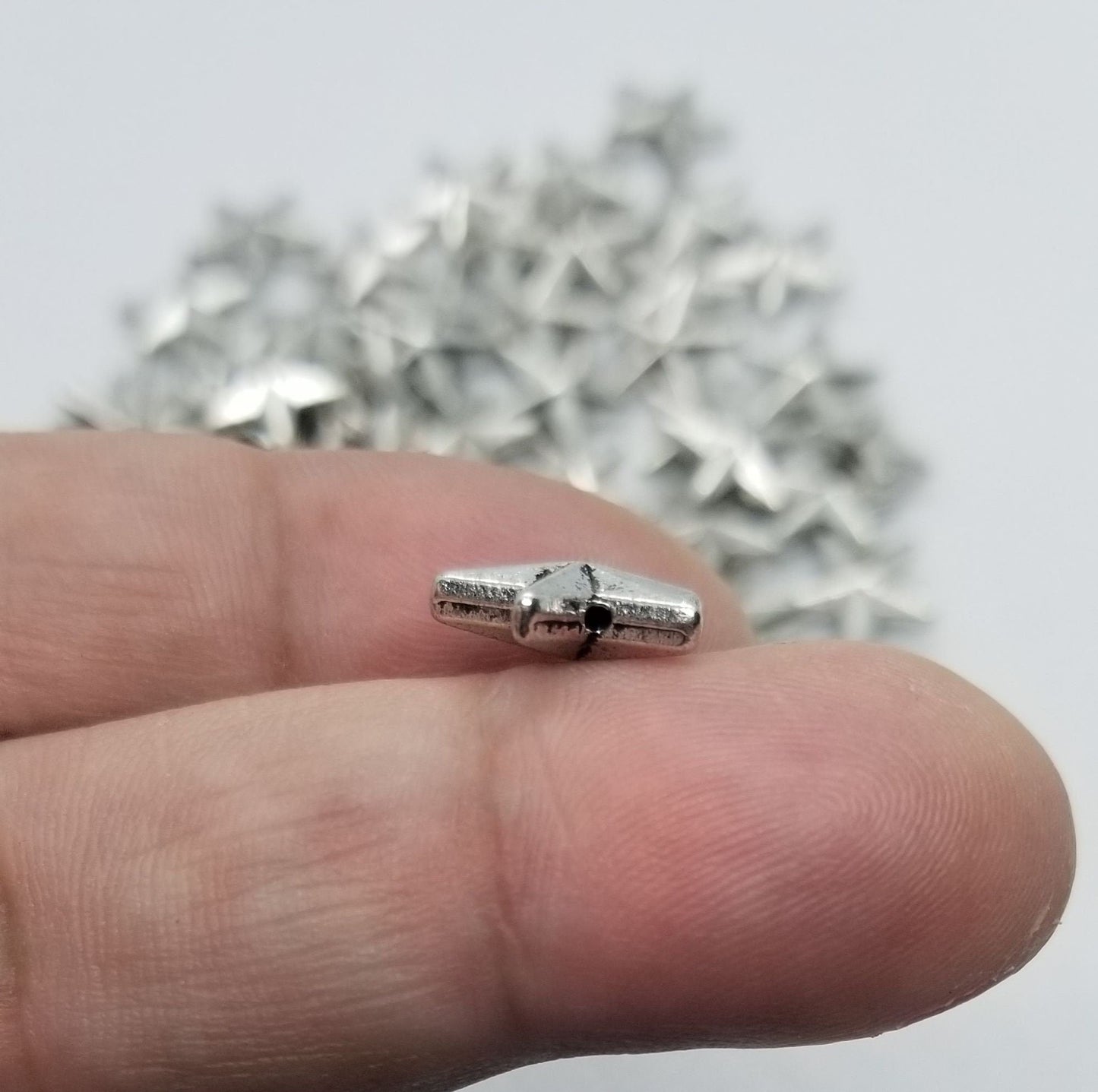 10 pieces Bright Silver Star Spacer Beads, Tibetan Style Alloy, Lead, Nickel, Cadmium Free, Platinum, 12x12x4mm, hole 1mm