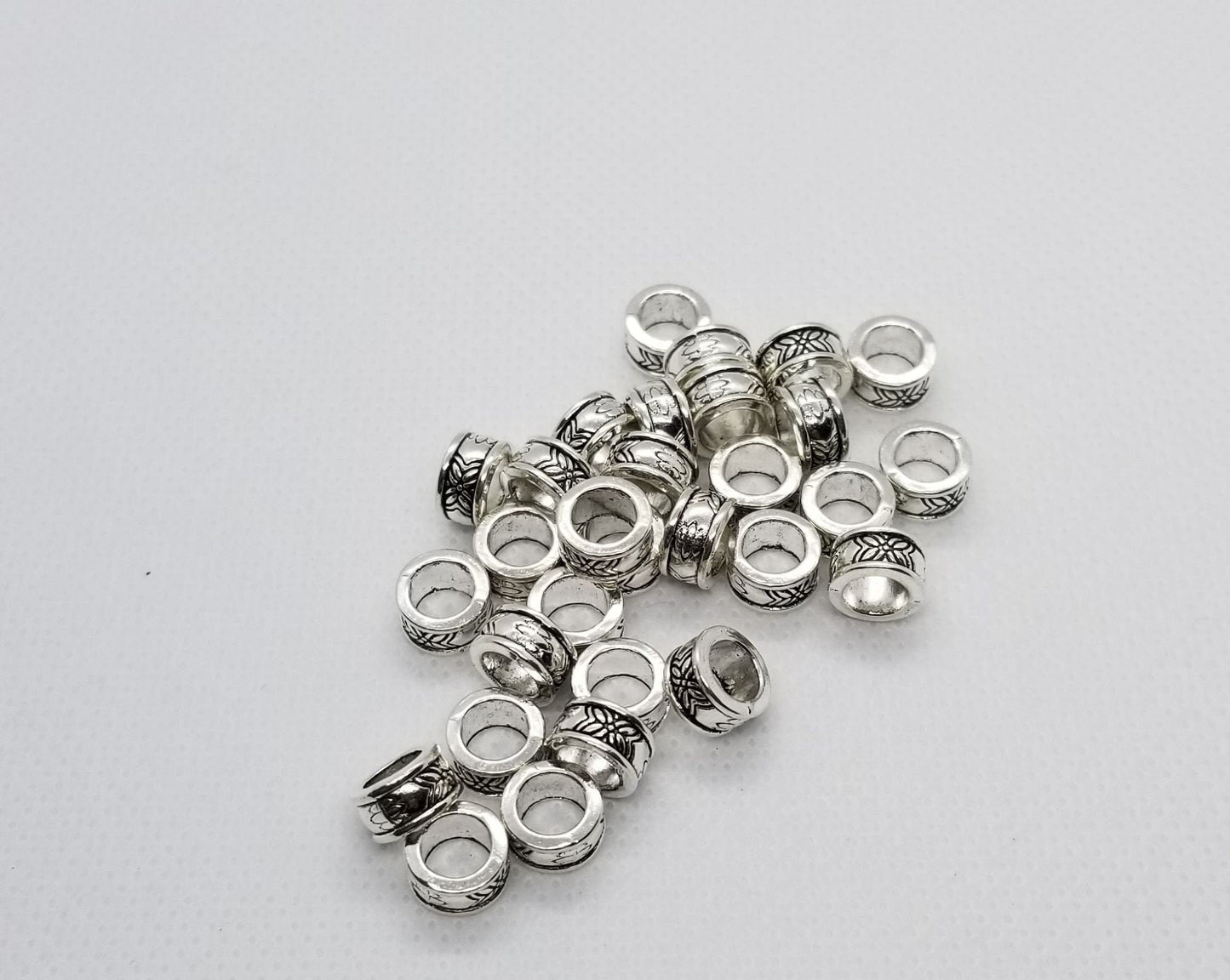 10 pcs Silver Column Spacer Beads, Tibetan Style, Lead, Cadmium Free, Antique Silver, 8mm x 4mm, Large hole 5mm