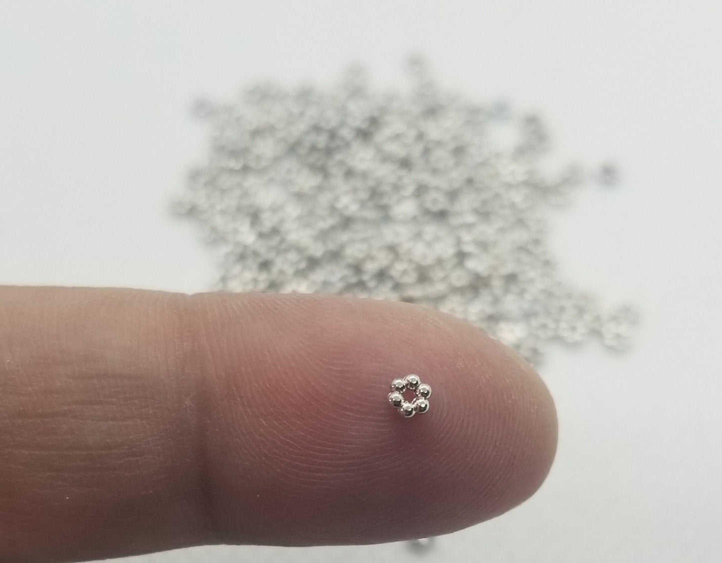 50 pieces Tibetan Style Spacer Beads, Cadmium Free, Nickel Free, Lead Free, Flower, Silver, 3x1mm, Hole 0.5mm