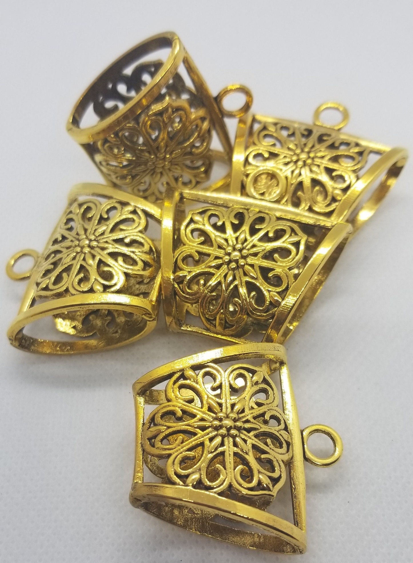 5 pcs Large Scarf Bail, Tube, Cadmium Free, Lead Free, Antique Golden, 39x37x17mm, inner diameter: 39x25mm, Hole 5mm, CLEARANCE