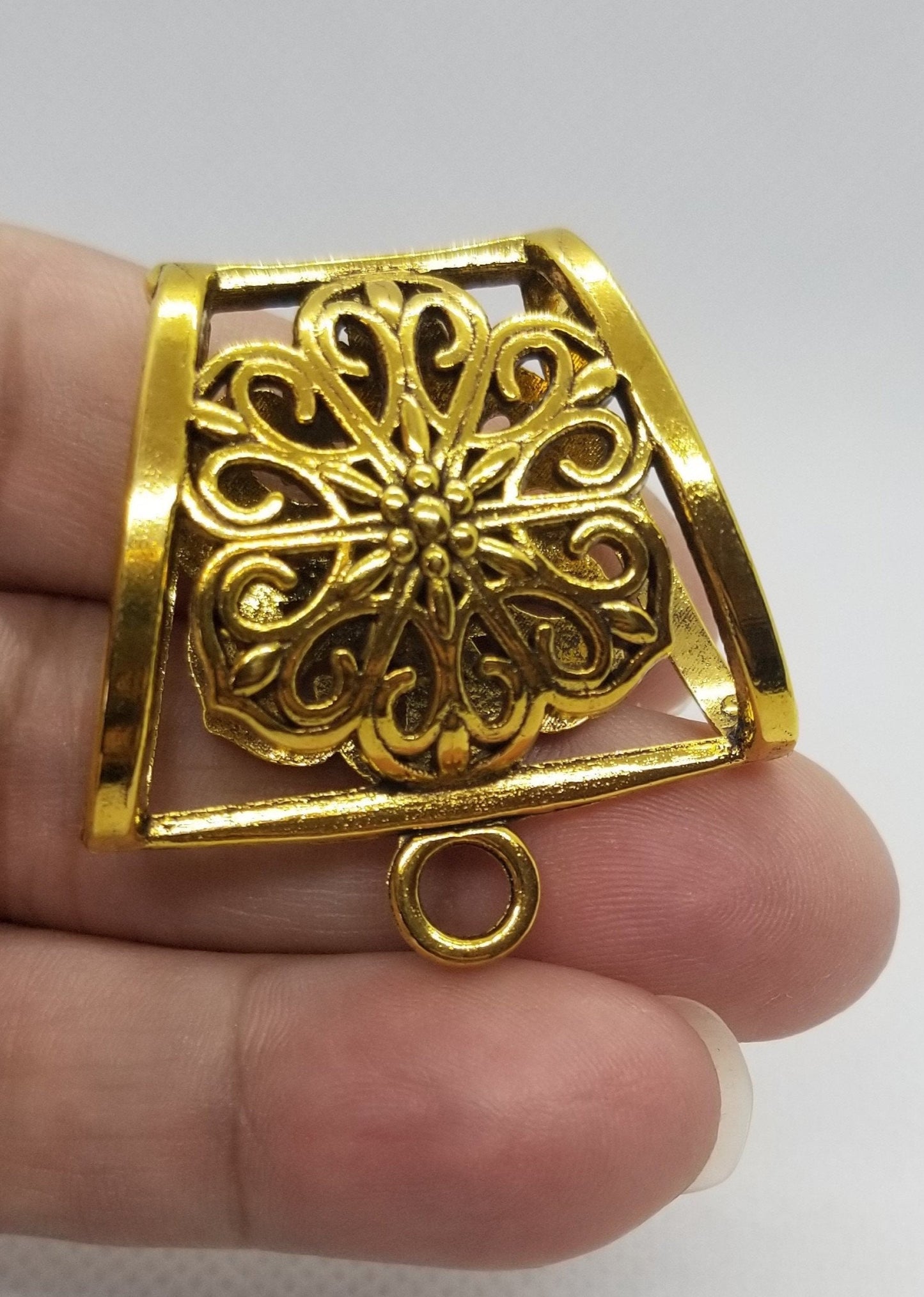 5 pcs Large Scarf Bail, Tube, Cadmium Free, Lead Free, Antique Golden, 39x37x17mm, inner diameter: 39x25mm, Hole 5mm, CLEARANCE