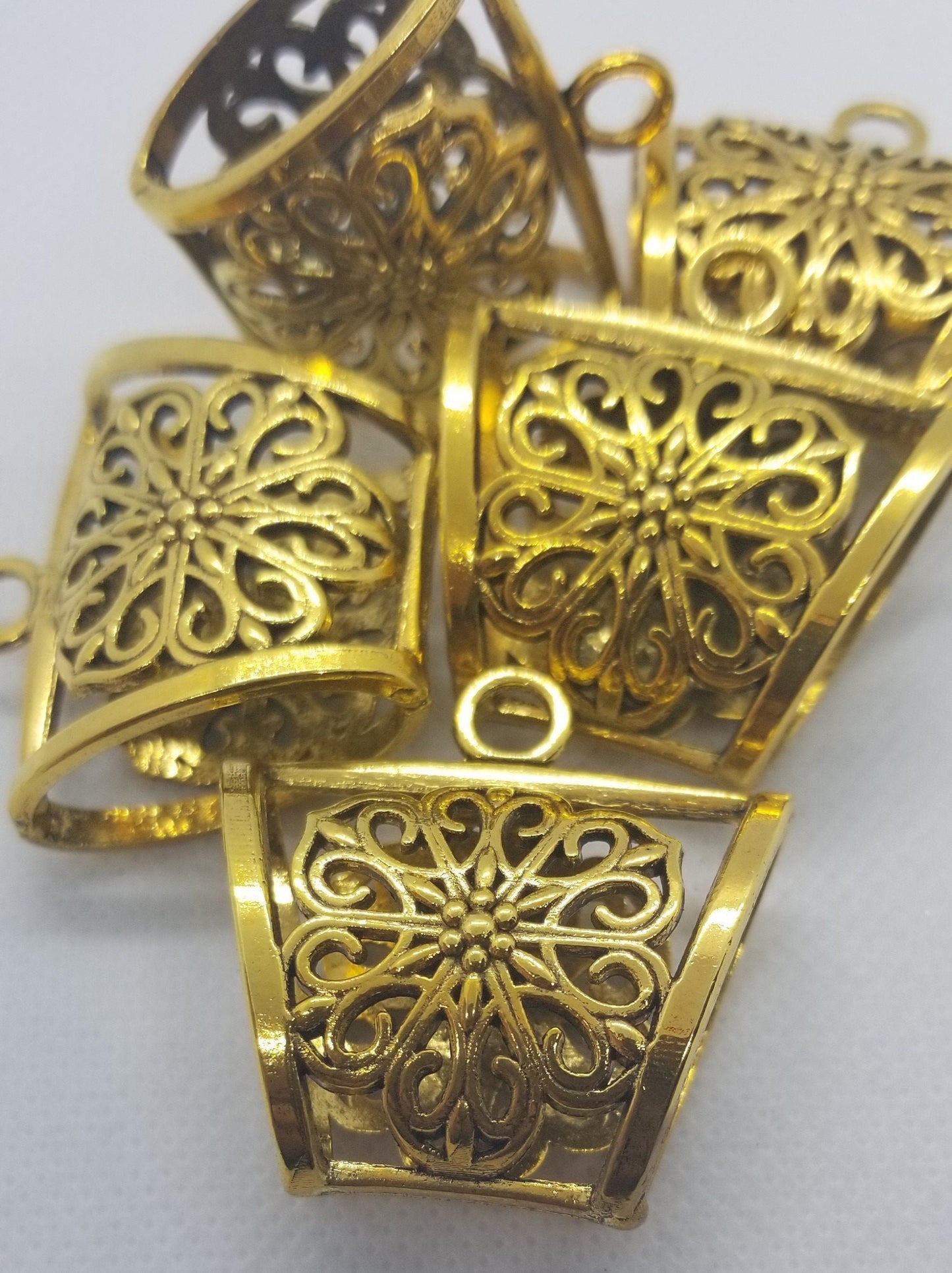 5 pcs Large Scarf Bail, Tube, Cadmium Free, Lead Free, Antique Golden, 39x37x17mm, inner diameter: 39x25mm, Hole 5mm, CLEARANCE