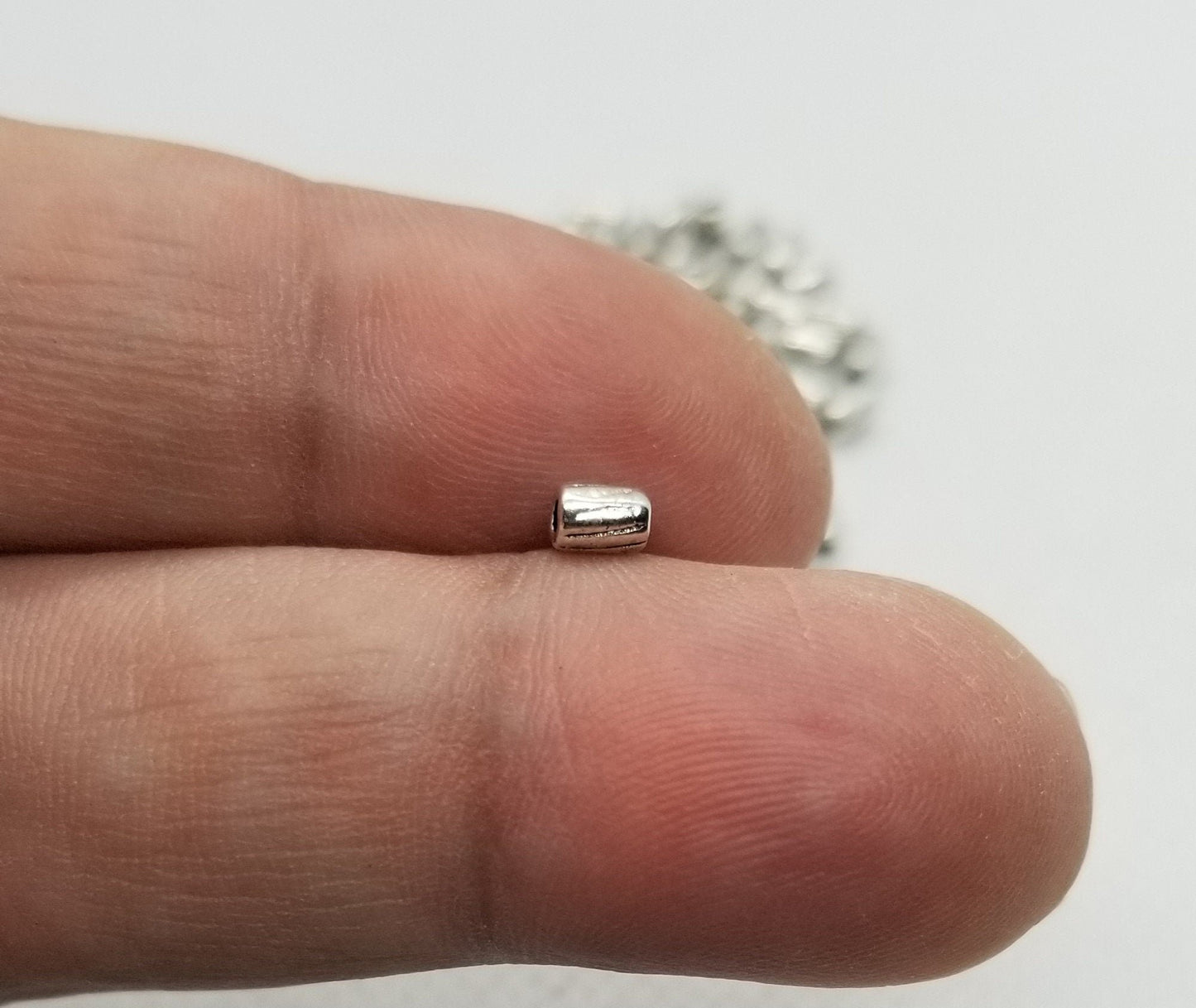 10 pieces Small Silver Etched Tube Spacer Bead, Tibetan Style Alloy, Column, Antique Silver, Cadmium, Nickel, Lead Free, 4x3mm, Hole 1mm