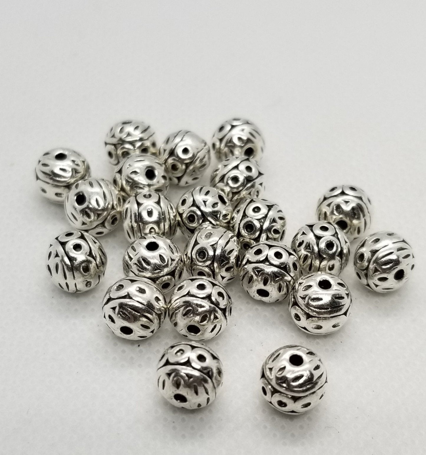10 pieces Round Silver Spacers, Tibetan Alloy, Lead, Nickel, Cadmium Free, Antique Silver, 8mm, Hole: 1mm