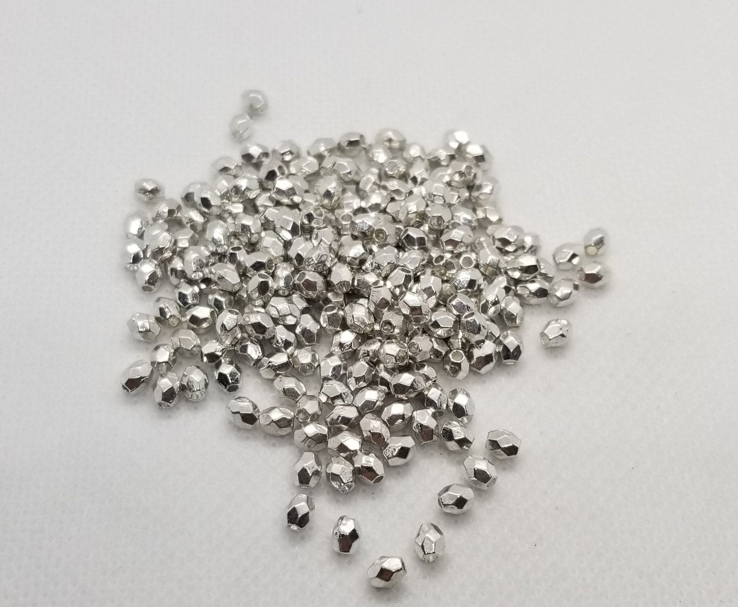 20 pieces Silver Faceted Oval Spacer Beads, Tibetan Style Alloy, Silver Color Plated, Lead, Cadmium, Nickel Free, 3.5x3.5mm, Hole 1mm