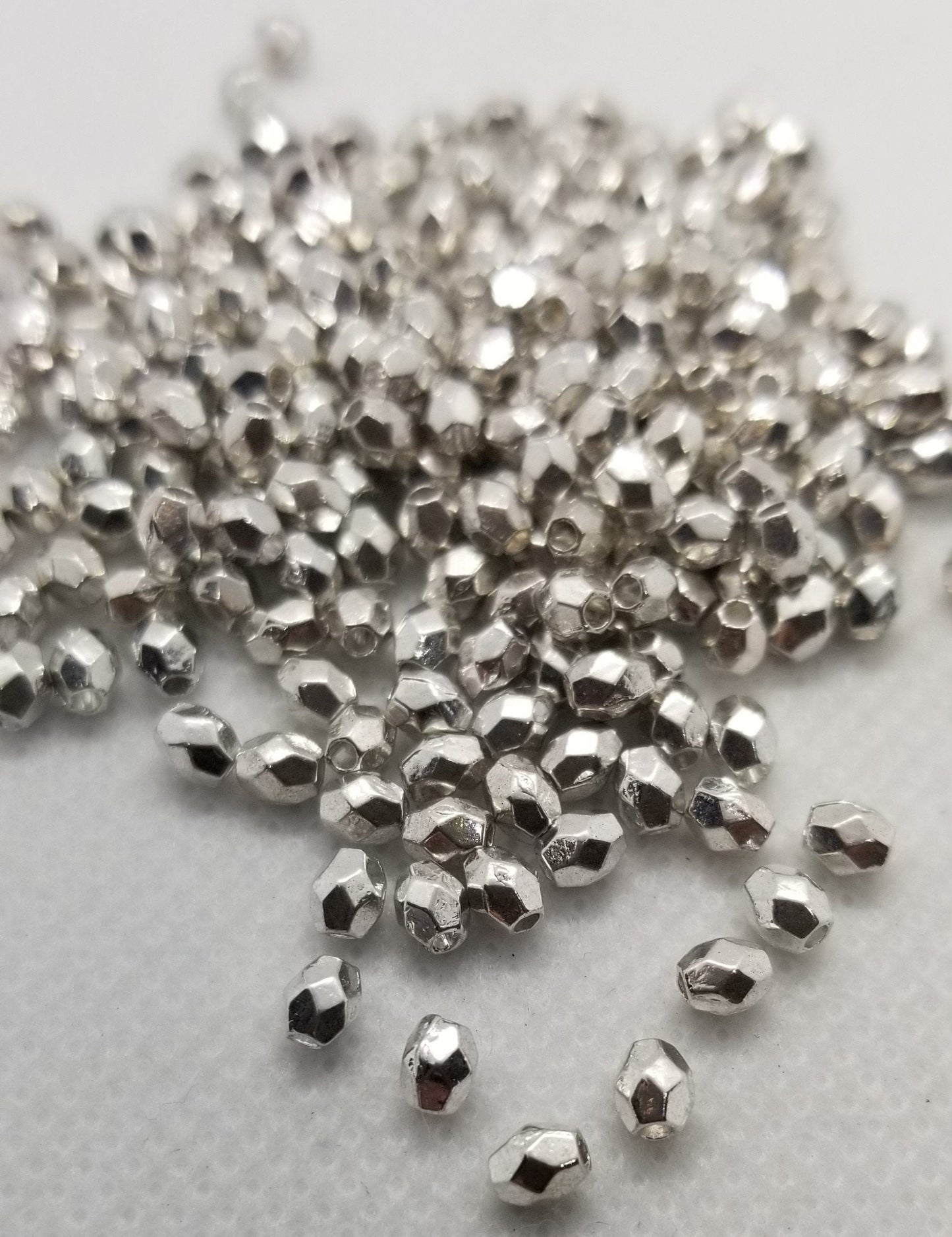 20 pieces Silver Faceted Oval Spacer Beads, Tibetan Style Alloy, Silver Color Plated, Lead, Cadmium, Nickel Free, 3.5x3.5mm, Hole 1mm