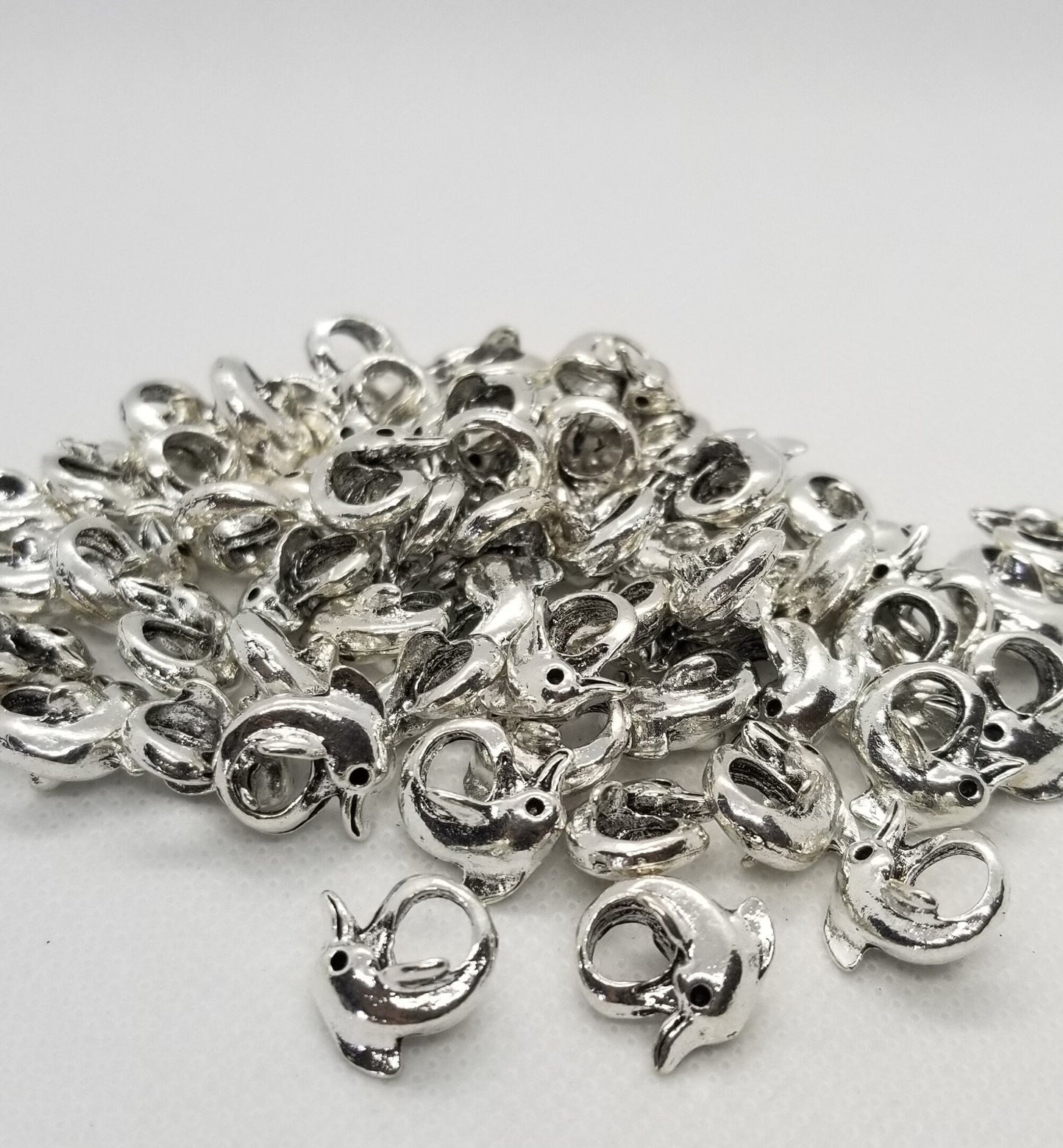 5 pieces Silver Dolphin Spacer Bead, Tibetan Style Alloy, Large Hole Beads, Cadmium Nickel Lead Free, Antique Silver, 14x14x10mm, Hole 4.5mm