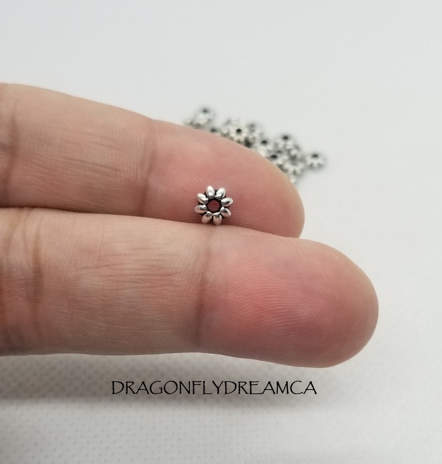 20 pieces Silver Flower Spacer Bead, Tibetan Style Alloy, Cadmium & Lead Free, Antique Silver Star Spacer Bead, 5.5x2mm, Hole 1.8mm