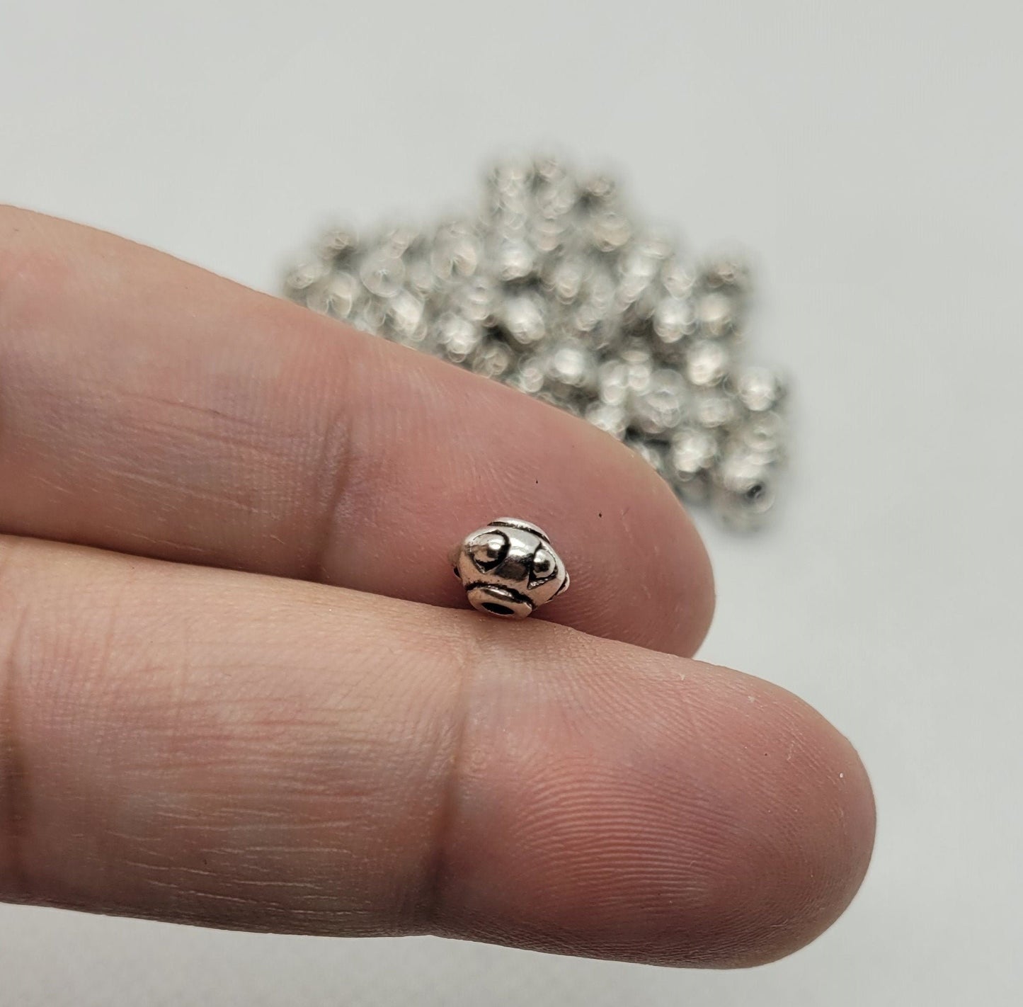 10 pieces Silver Bicone Spacer Bead, Tibetan Style, Cadmium and Lead Free, Donut, Antique Silver, 7x5mm, Hole 2mm