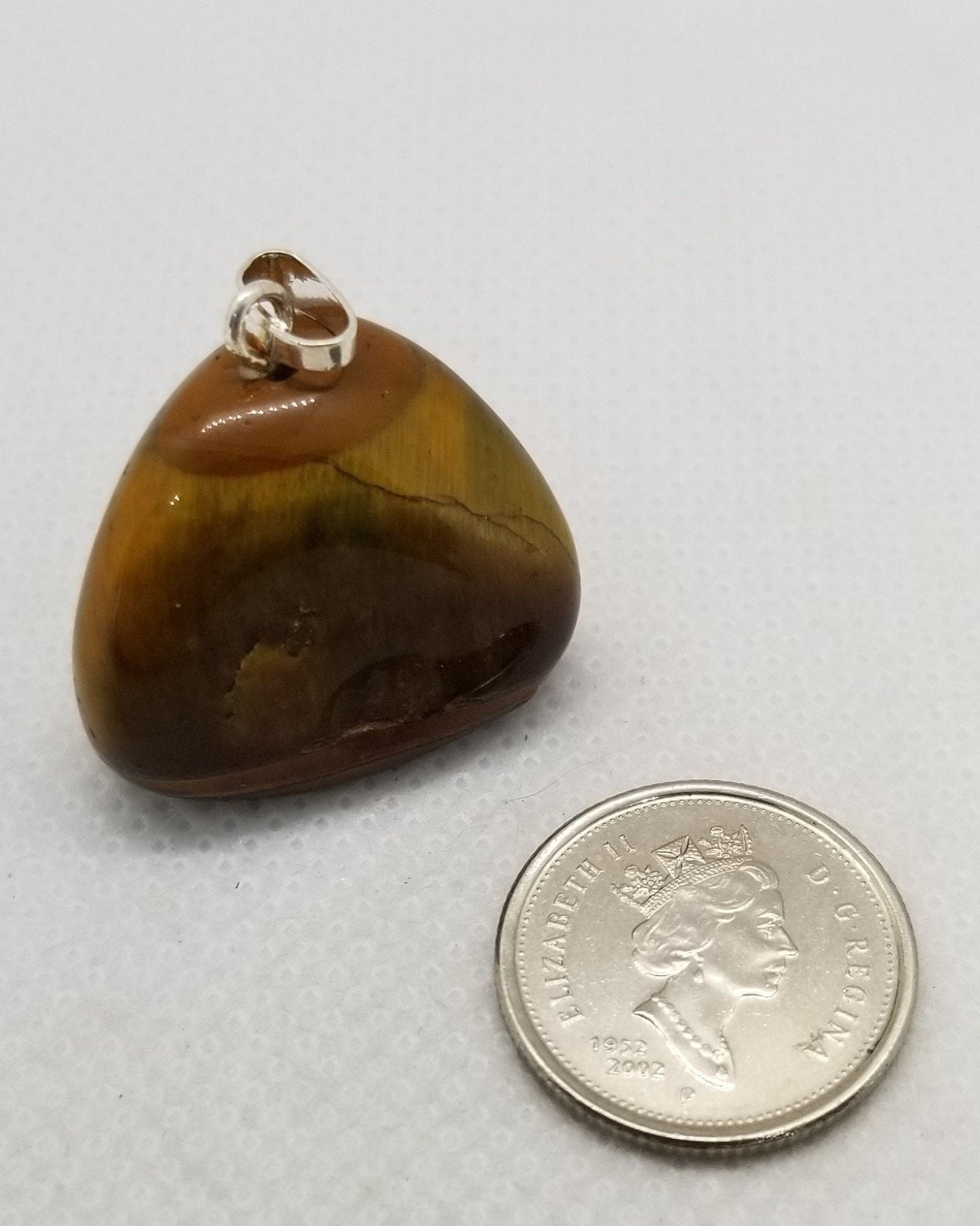 2 pieces Tumbled Tiger's Eye Pendants, Natural Gold Tiger's Eye with Bail, 2 Pieces with Stunning Deep Colours, add your own chain or cord!