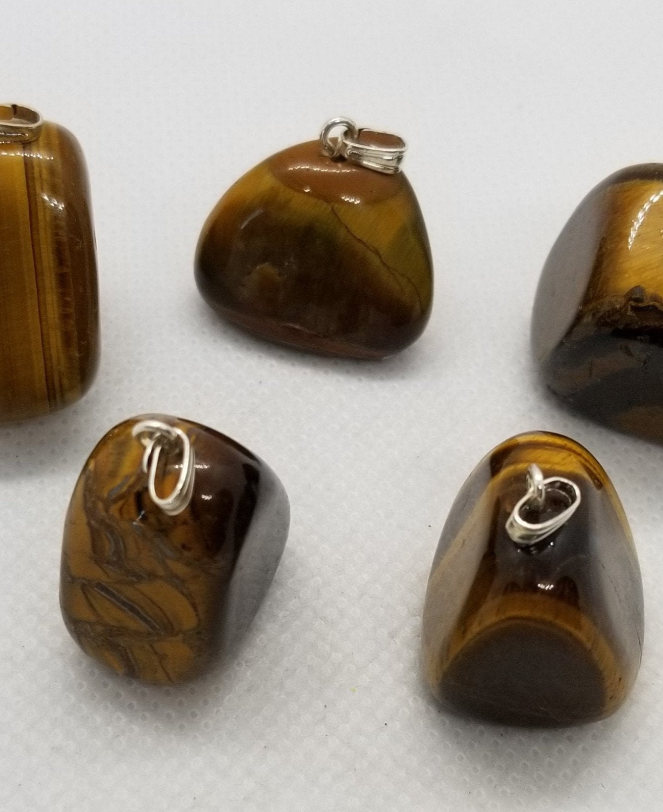 2 pieces Tumbled Tiger's Eye Pendants, Natural Gold Tiger's Eye with Bail, 2 Pieces with Stunning Deep Colours, add your own chain or cord!