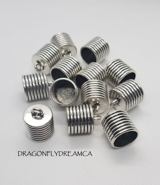 6 pieces Large Antique Silver Tassel Caps, Cord ends 20mmx16mm, Hole:3mm Inner Diameter 13.5mm