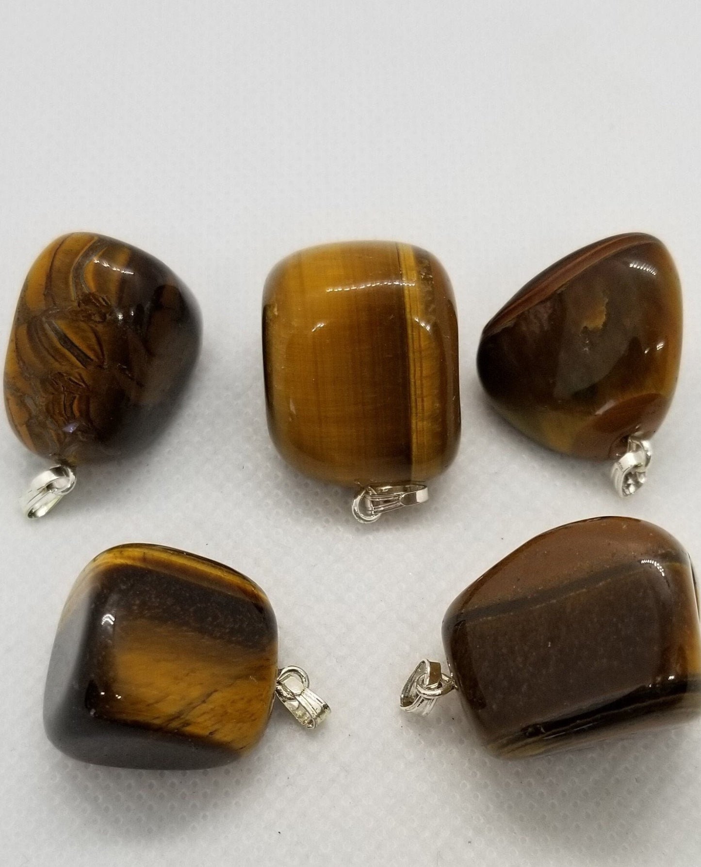 2 pieces Tumbled Tiger's Eye Pendants, Natural Gold Tiger's Eye with Bail, 2 Pieces with Stunning Deep Colours, add your own chain or cord!
