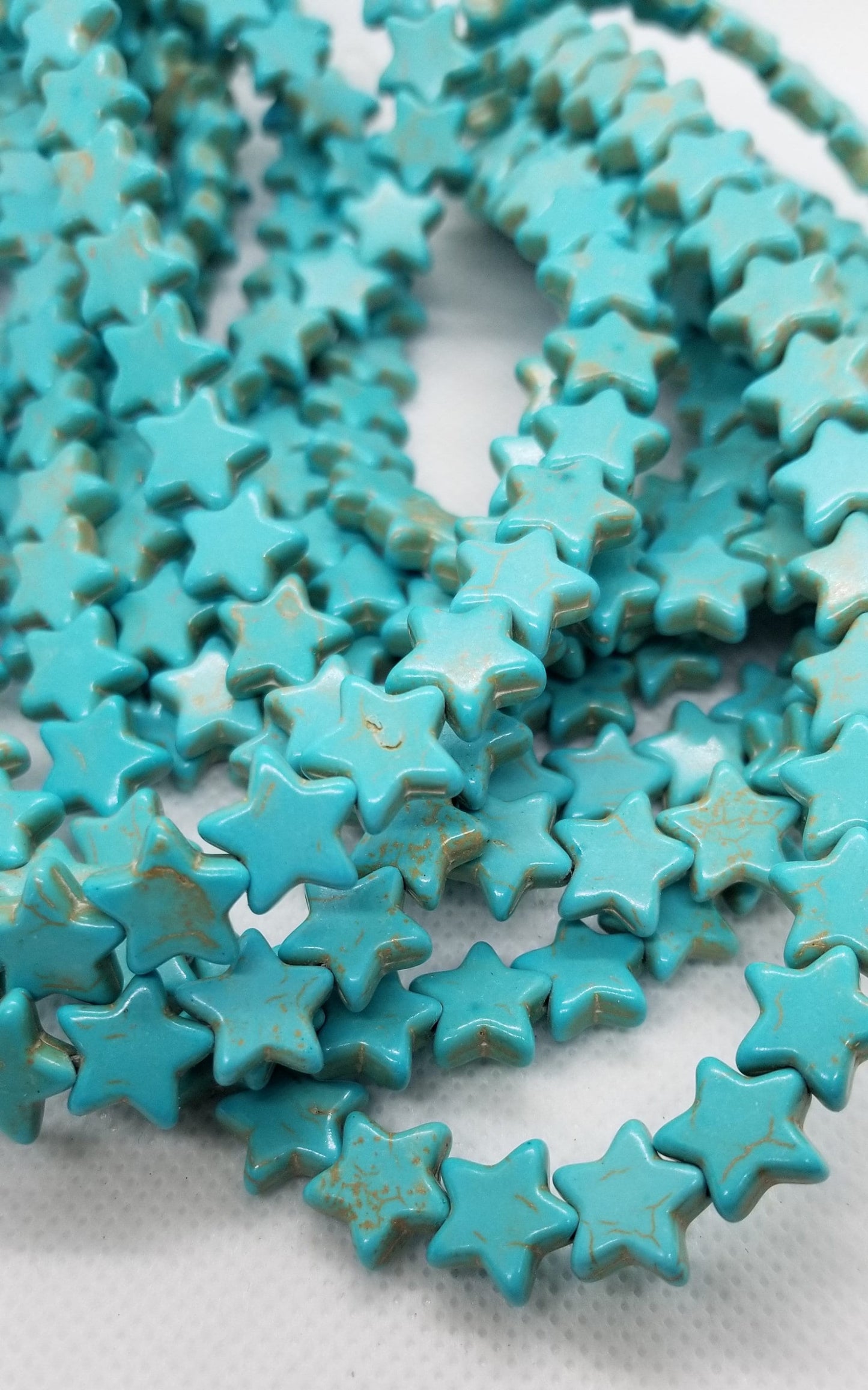 Magnesite Star Beads, Antique White or Turquoise, 1 strand, Synthetic, Size and count in description, Full 15" strand, DIY Jewelry Supplies
