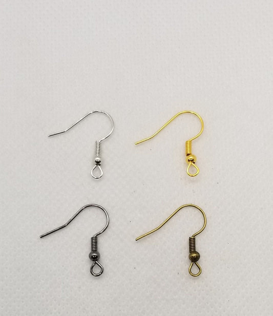 40 pieces Earring Hooks, Ear Wire, Cadmium, Nickel, Lead Free, Choose from 4 colours, Silver, Gold, Bronze or Gunmetal, 18x0.8mm, Hole 2mm