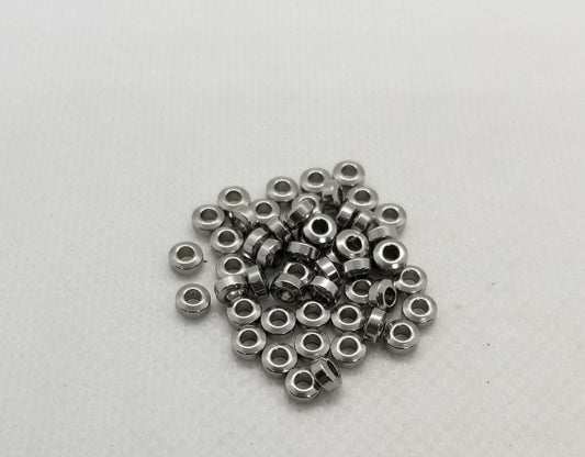 10 pieces 304 Stainless Steel Rondelles, Spacer Beads, Heishi Disc, Flat Round, Silver Stainless Steel Color, 4x2mm, Hole 1.8mm