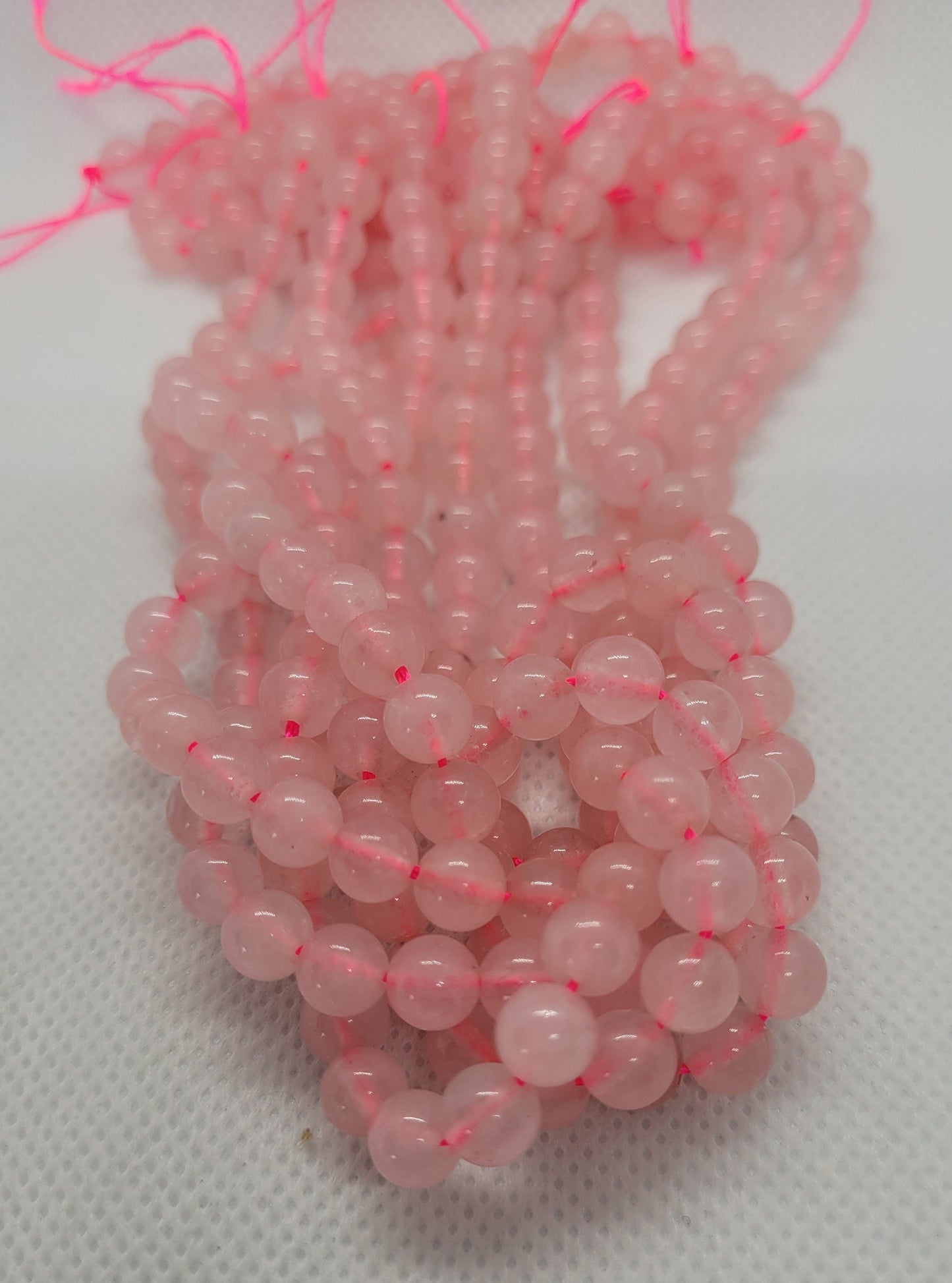 1 strand Natural Rose Quartz Beads, Polished, Round, 6mm, Hole 1mm, Full 15 inch strand, about 55 beads