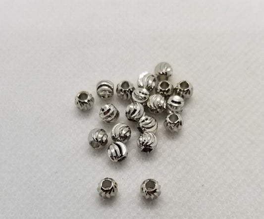 10 pieces Spiral Ridged Round Spacer Beads, Dark Silver, Cadmium Free, Lead Free, Brass, 5mm, Hole 2mm