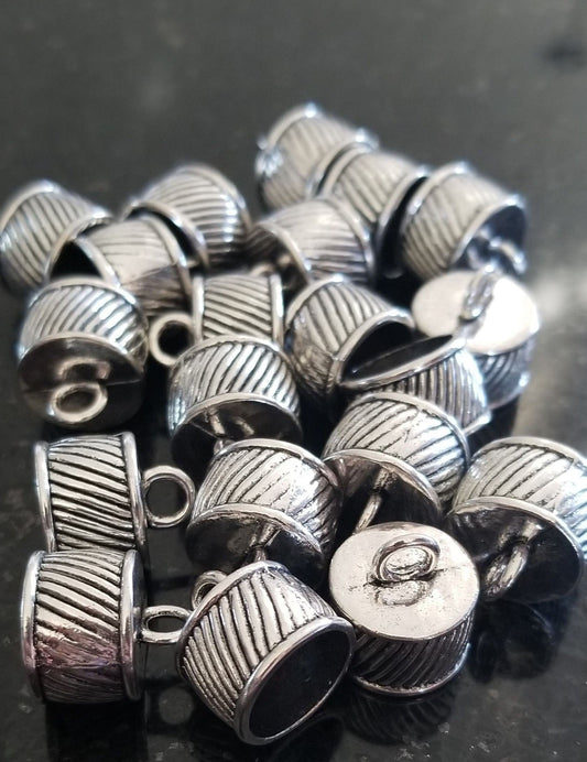 10 pieces Tibetan Style Alloy Cord Ends, Tassel caps, Antique silver colour, 15.5 x 14.5mm, Hole 3.5mm; Inner Diameter 12mm