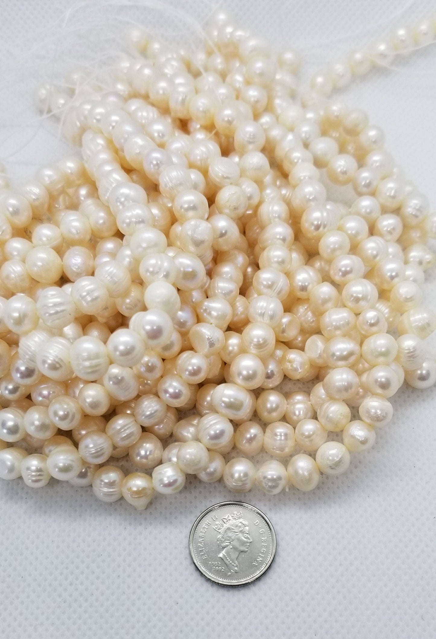 1 strand Natural Freshwater Pearls, Cultured, Potato, White, 7~9mm, Hole 0.8mm, about 50pcs per strand, Full strand
