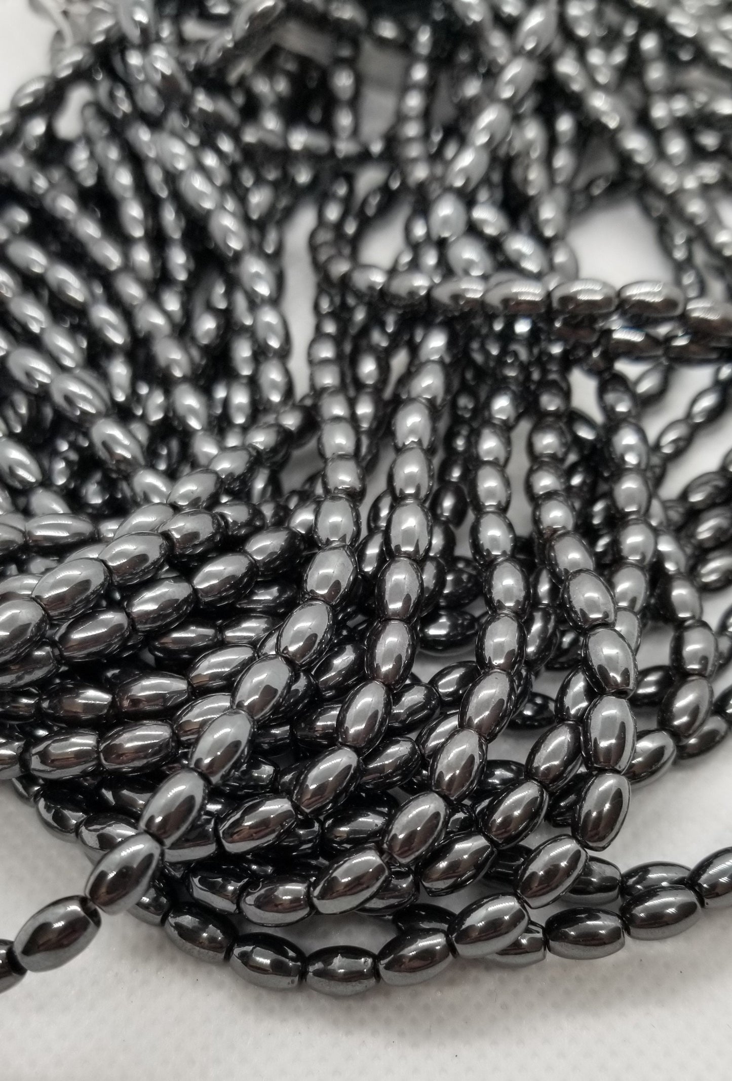 1 strand Black Oval Hematite Beads, Non-Magnetic, Synthetic, Black, 6x4mm, Hole 1mm, about 70pcs, full strand