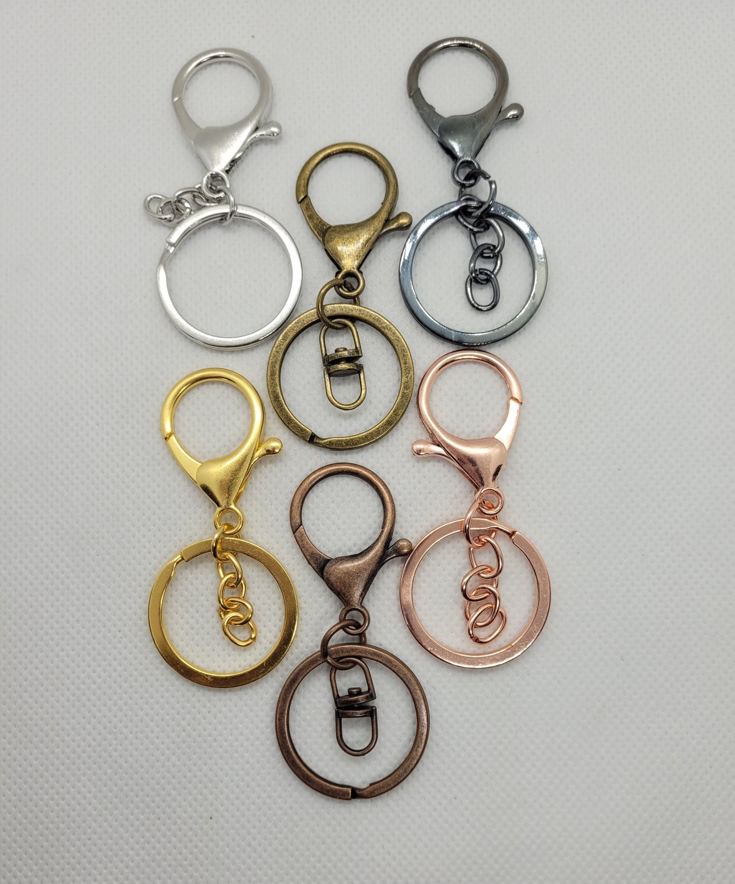 5 pcs Split Ring Key Ring with Extra Large Lobster Claw and Chain, 6 colours, 68mm total length, More details in description