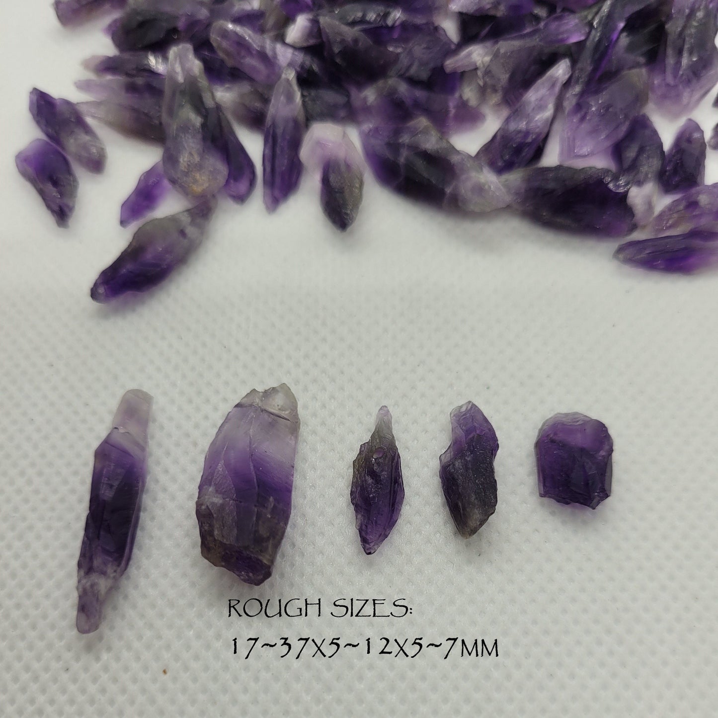 10 pieces Rough Raw Natural Amethyst Points, Small, Loose, Top Drilled, Not Strung, 17~37x5~12x5~7mm, Hole:0.8mm