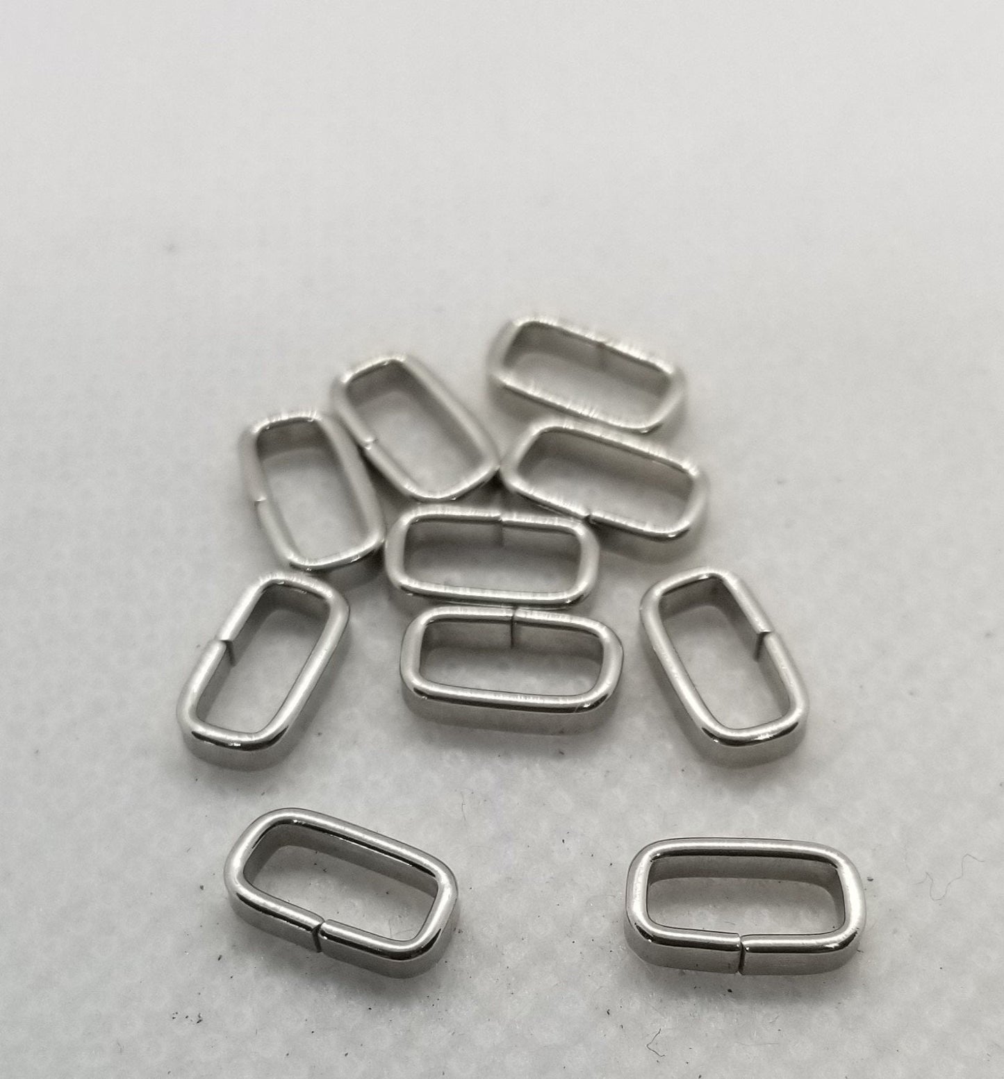 10 pieces 304 Stainless Steel Silver Rectangle Links Bails, Closed Unsoldered, Quick Link Connectors, 8.8x4.8x2mm, Inner 7x3mm
