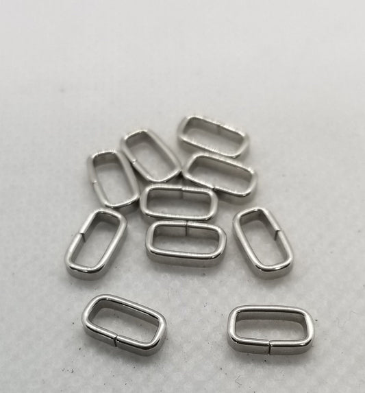 10 pieces 304 Stainless Steel Silver Rectangle Links Bails, Closed Unsoldered, Quick Link Connectors, 8.8x4.8x2mm, Inner 7x3mm