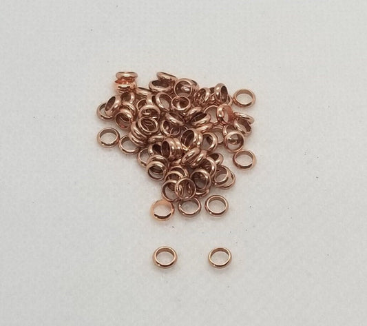 20 pieces Rose Gold Rondelle Ring, Brass Alloy Spacer Beads, Rose Gold Ring, Rose Gold Donut, 4x1mm, Hole 2.5mm