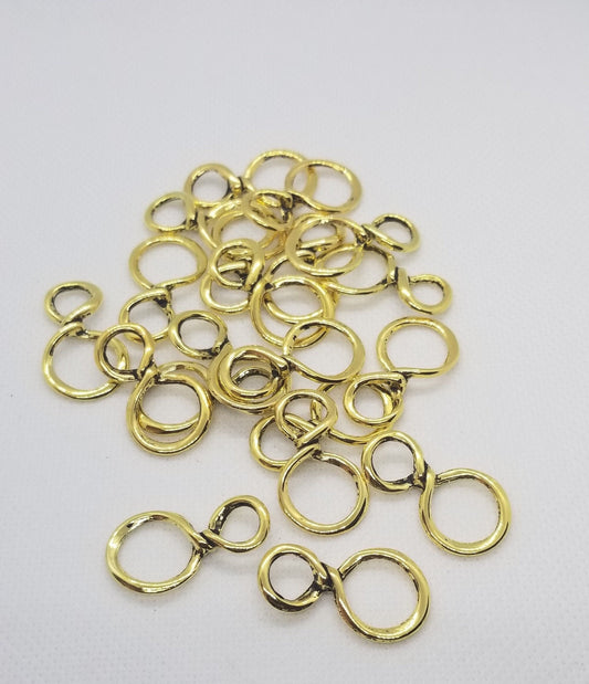 5 pieces Antique Gold Link Connector Spacer Pendant, Figure 8 shape, Lead, Cadmium, Nickel Free, approx 30.5x17mmx5mm, hole 8mm
