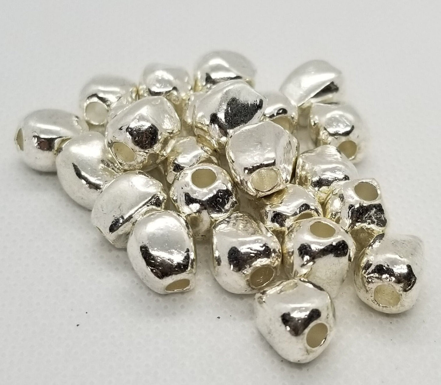 5 pieces Bright Silver Irregular Oval Spacer Beads, Tibetan Style Alloy, Lead, Cadmium, Nickel Free, 10x9.5x9mm, Large Hole 3mm, CLEARANCE
