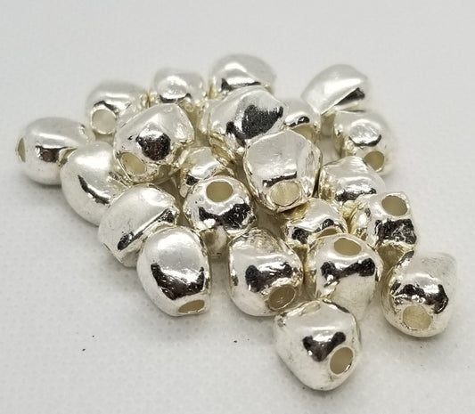 5 pieces Bright Silver Irregular Oval Spacer Beads, Tibetan Style Alloy, Lead, Cadmium, Nickel Free, 10x9.5x9mm, Large Hole 3mm, CLEARANCE