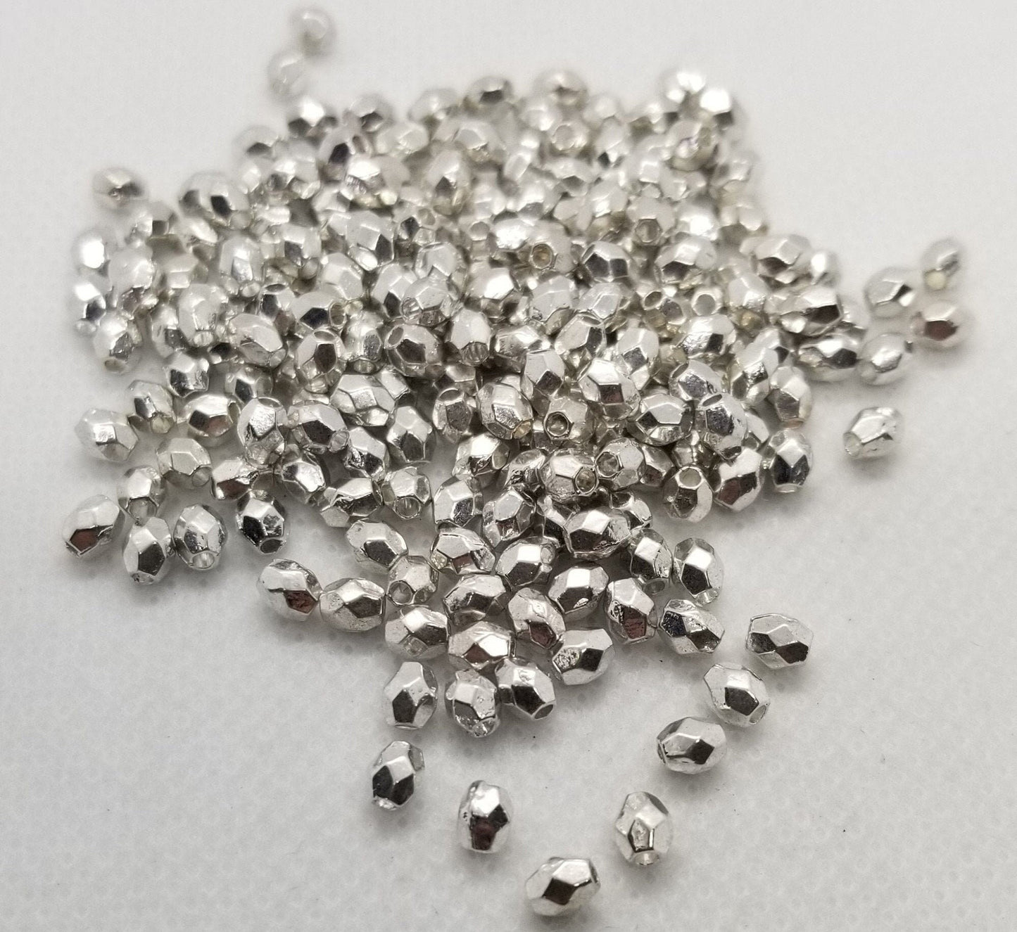 20 pieces Silver Faceted Oval Spacer Beads, Tibetan Style Alloy, Silver Color Plated, Lead, Cadmium, Nickel Free, 3.5x3.5mm, Hole 1mm