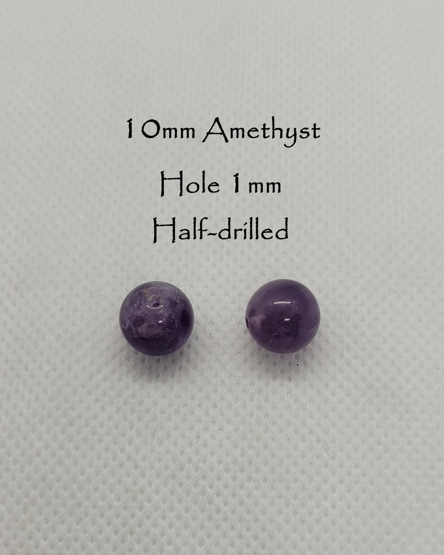 2 pcs Natural Amethyst 10mm Round, Polished, Half Drilled, Hole 1mm, Perfect for Pendants or Earrings