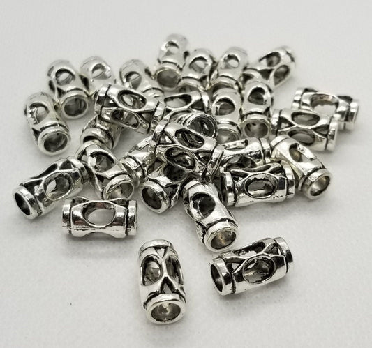 10 pieces Open Silver Tube Large Hole Beads, Tibetan Style Alloy, Cadmium, Lead Free , Column, Antique Silver,13.5x8x6mm, Large Hole 5mm